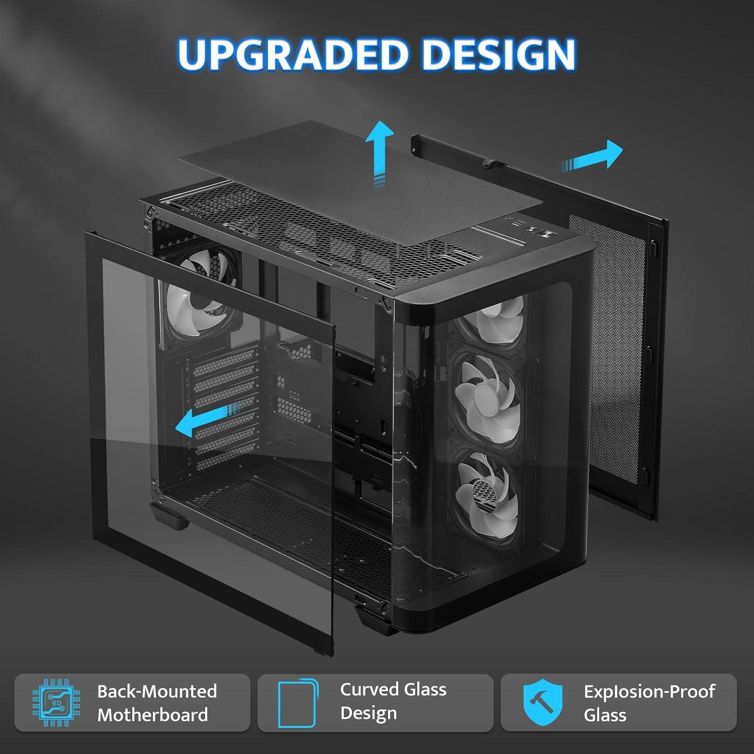 Caja de PC Gaming darkFlash DPW90 ATX con 4 Ventiladores ARGB