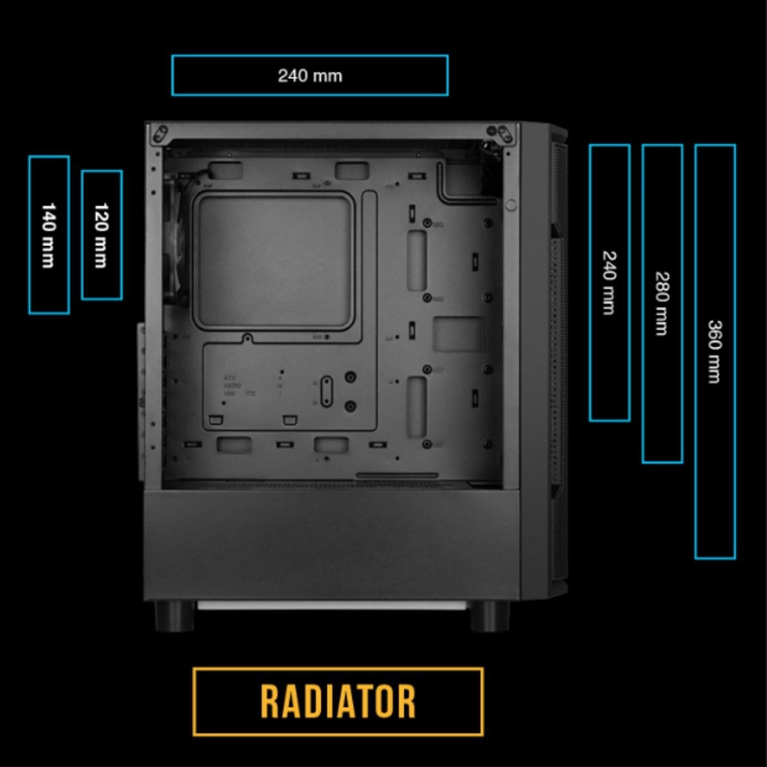 GAMDIAS ATX Mid Tower Gaming Computer PC Case with Side Tempered Glass, 4X 120mm ARGB Case Fans and Sync with 5V RGB Motherboard