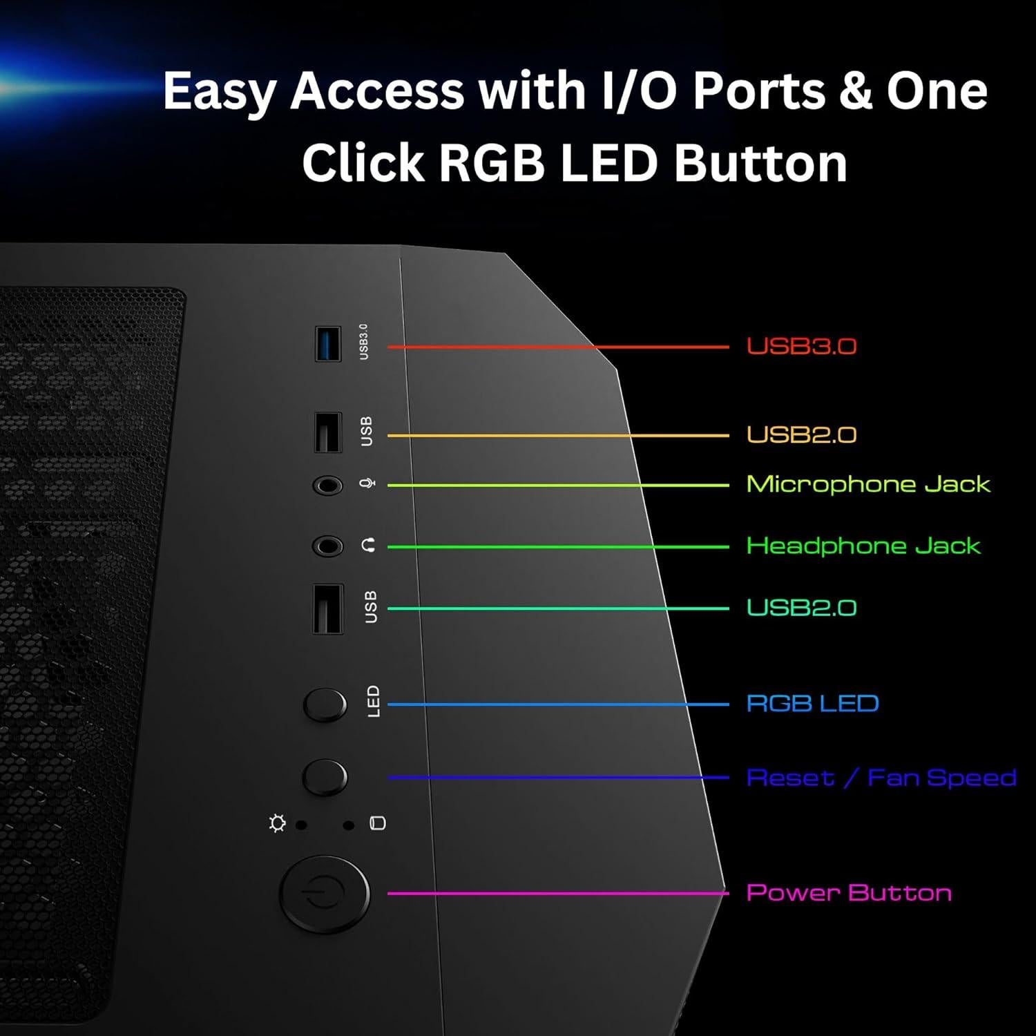 GAMDIAS ATX Mid Tower Gaming Computer PC Case with Side Tempered Glass, 4X 120mm ARGB Case Fans and Sync with 5V RGB Motherboard