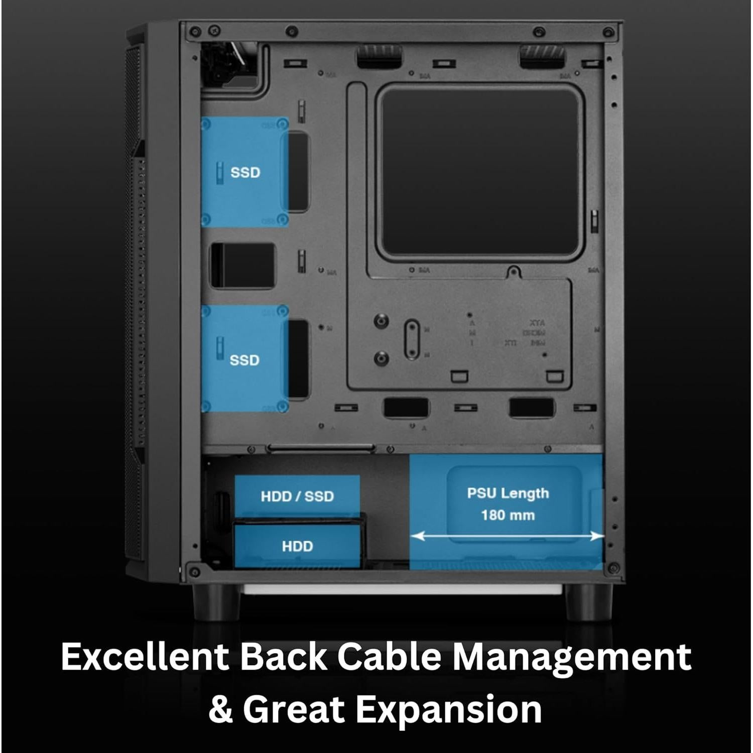 GAMDIAS ATX Mid Tower Gaming Computer PC Case with Side Tempered Glass, 4X 120mm ARGB Case Fans and Sync with 5V RGB Motherboard