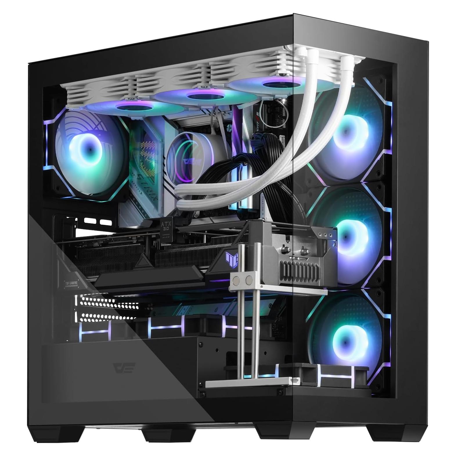 Caja de PC Mid-Tower ATX darkFlash DS900 con 4 Ventiladores ARGB