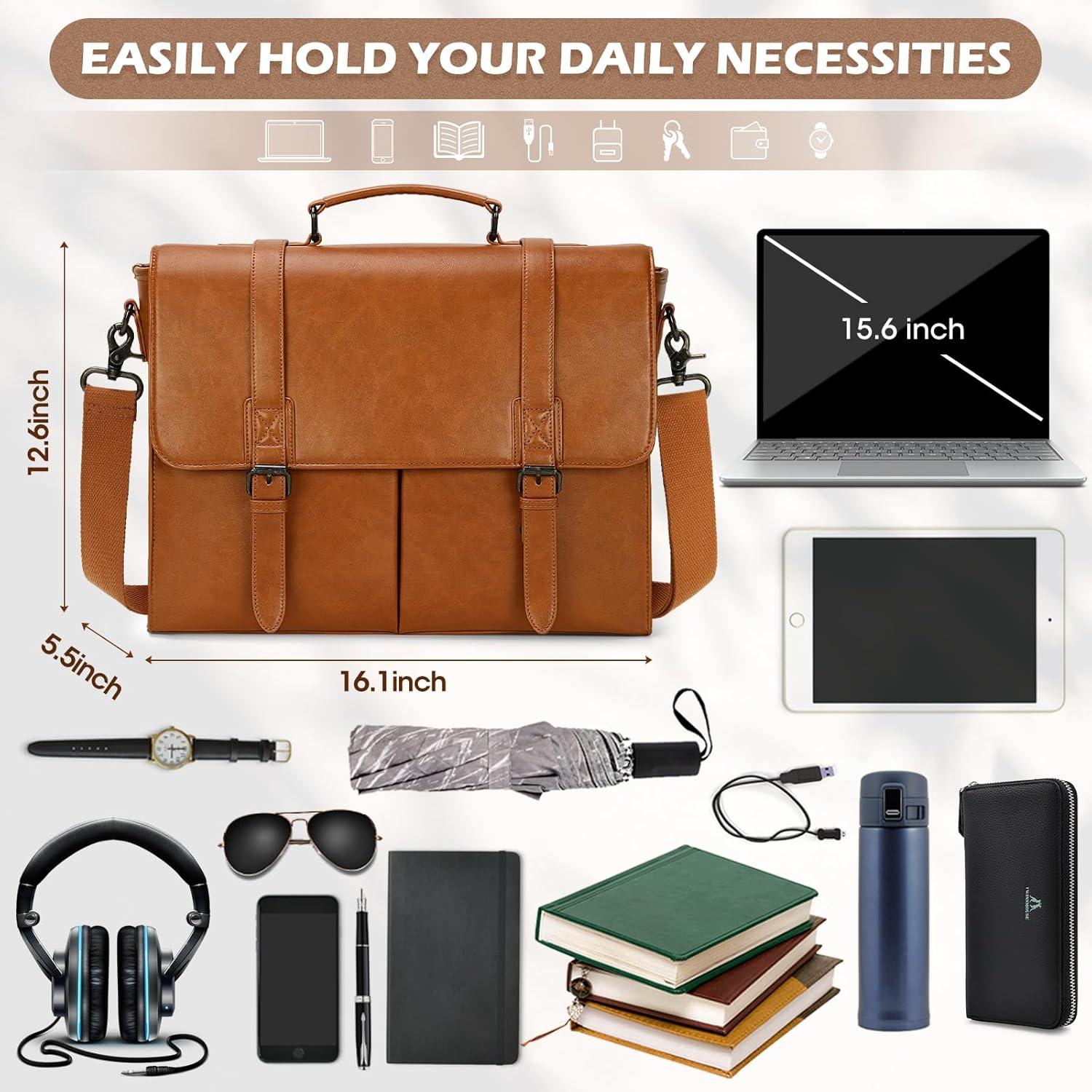 Maletín de Cuero Impermeable RAINSMORE para Laptop 15.6"