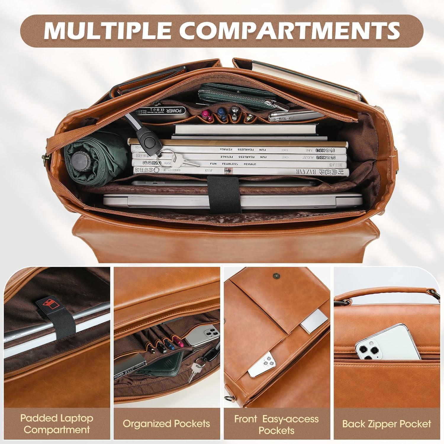 Maletín de Cuero Impermeable RAINSMORE para Laptop 15.6"