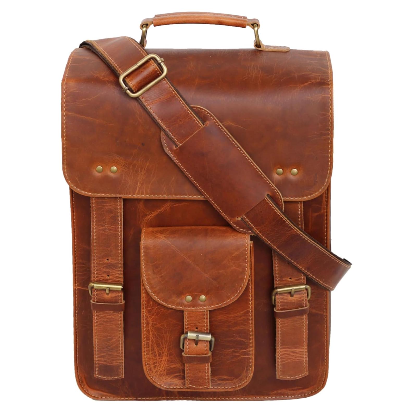Bolsa Mensajera de Cuero Jaald Vintage 38.1x27.9cm para Laptop