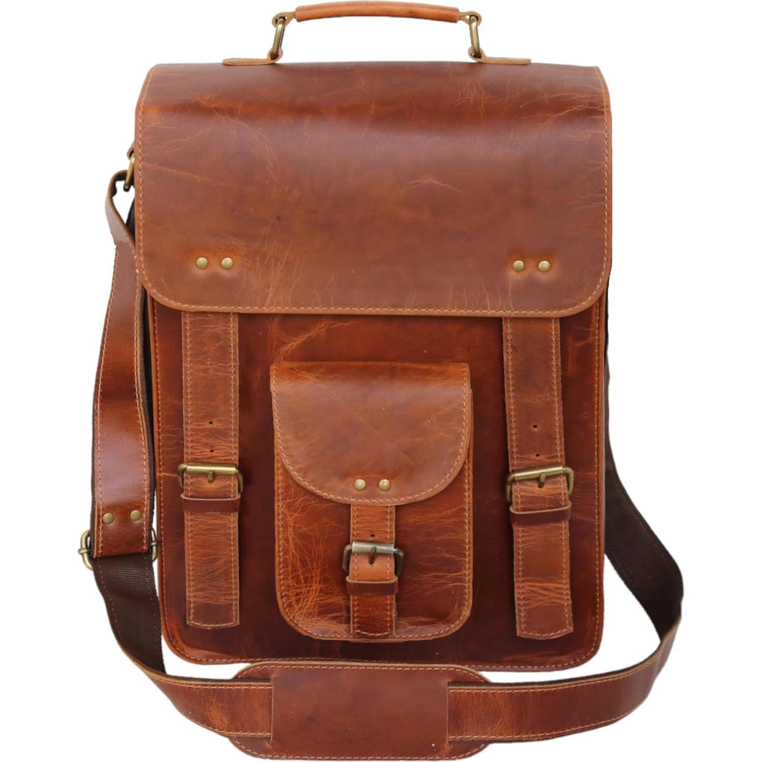 Bolsa Mensajera de Cuero Jaald Vintage 38.1x27.9cm para Laptop