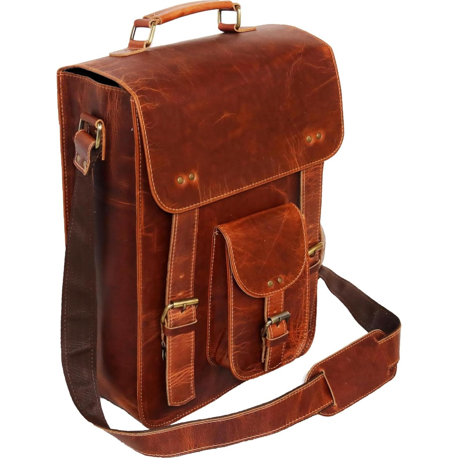 Bolsa Mensajera de Cuero Jaald Vintage 38.1x27.9cm para Laptop