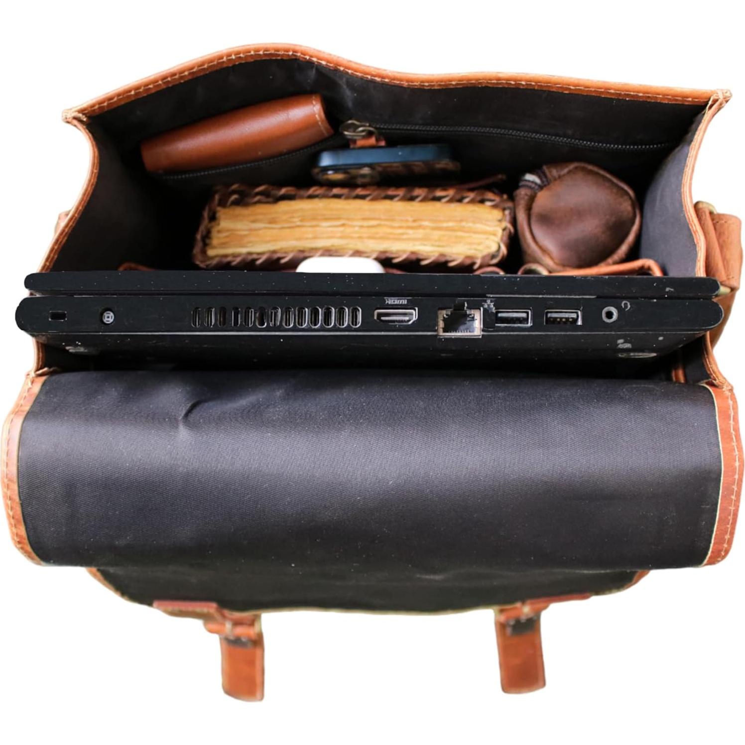 Bolsa Mensajera de Cuero Jaald Vintage 38.1x27.9cm para Laptop