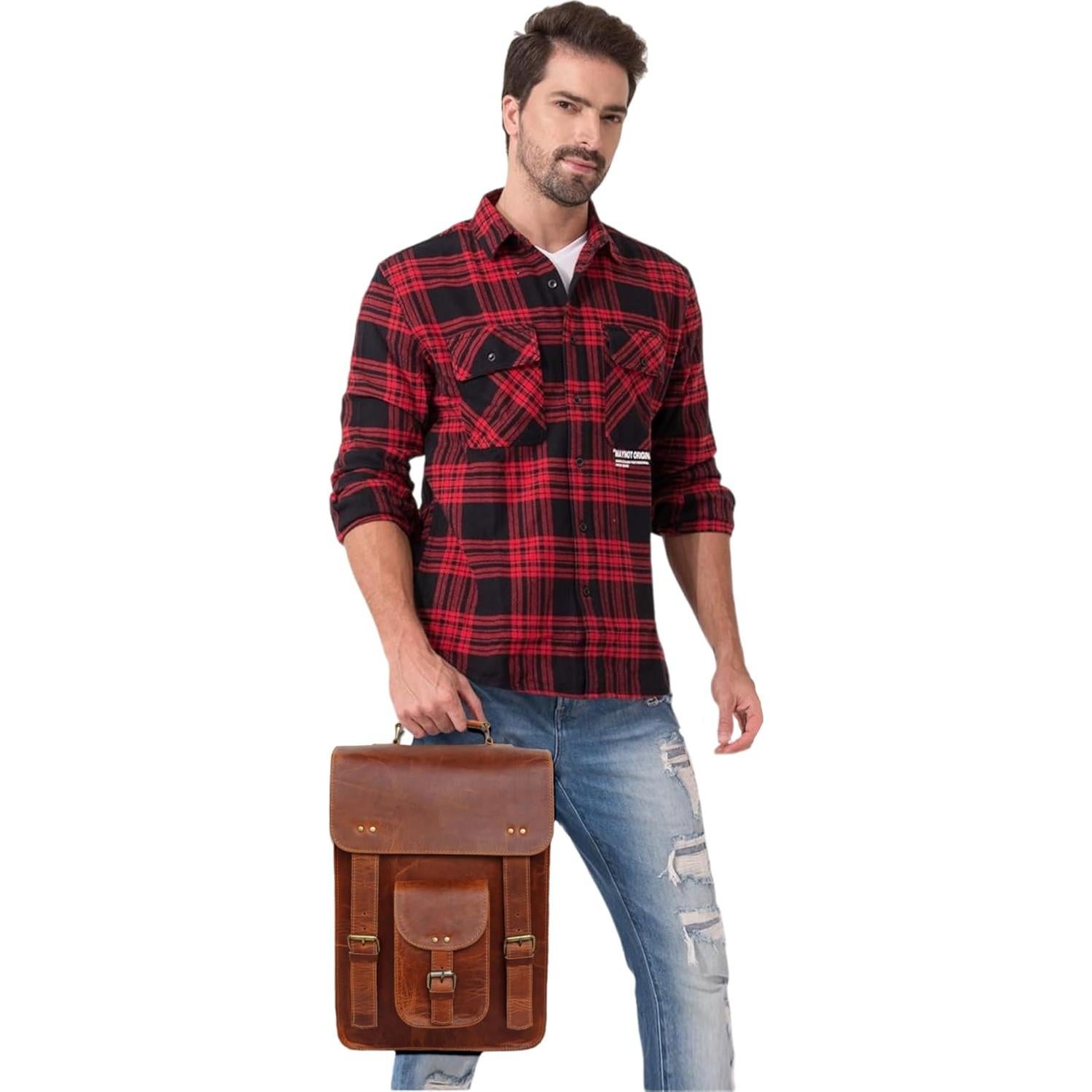 Bolsa Mensajera de Cuero Jaald Vintage 38.1x27.9cm para Laptop