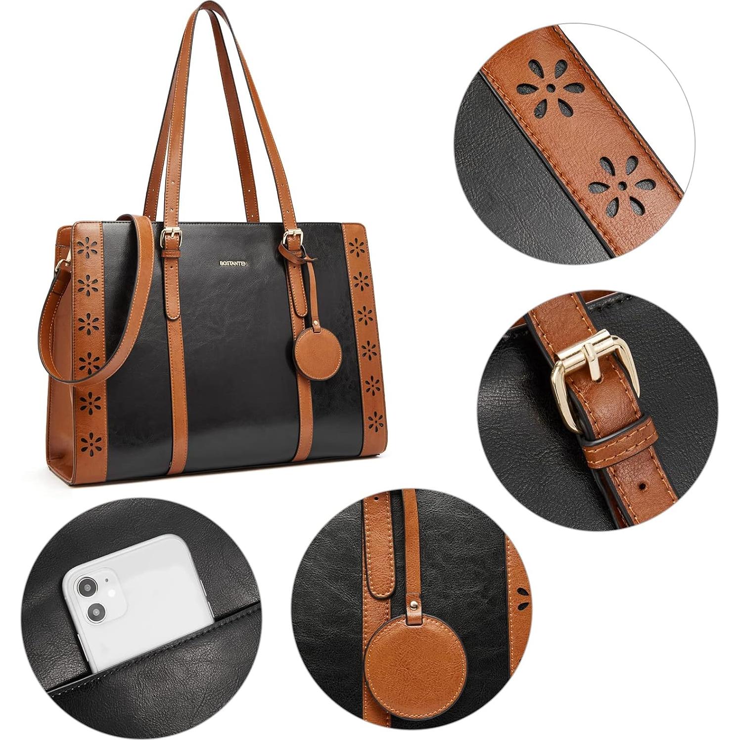 Bolsa de Laptop BOSTANTEN para Mujeres 15.6" Cuero Vintage