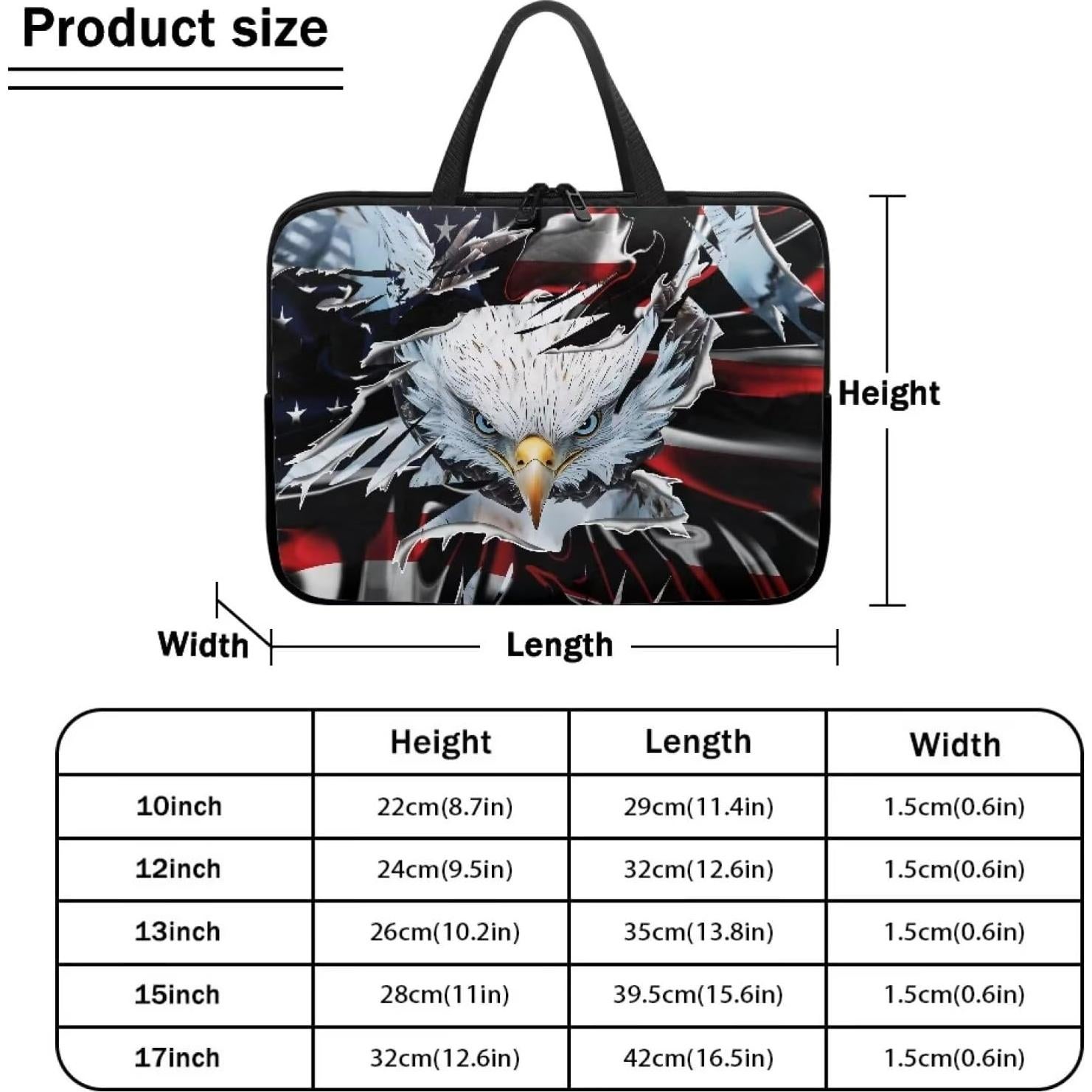 Funda para computadora portátil ZIATUBLES 12" bandera EE. UU.