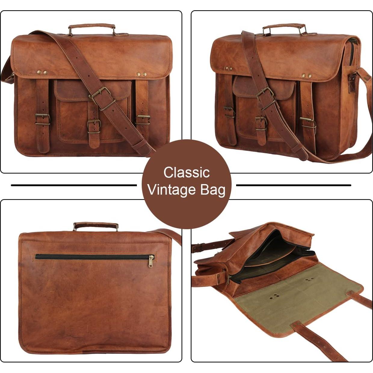 Bolsa de mensajero de cuero The Vintage Stuff 40.64 cm