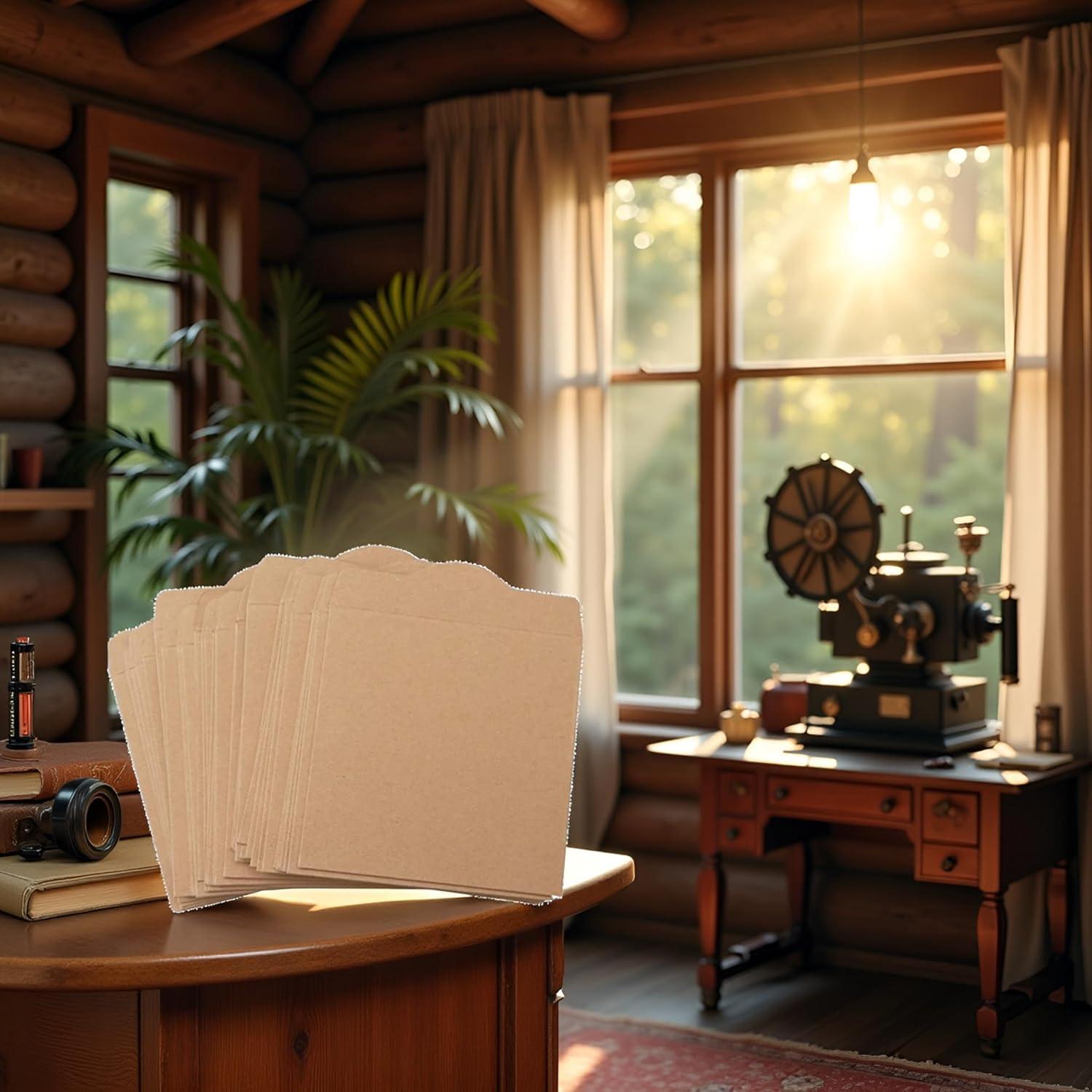 25 Sobres de Papel Kraft Marrón Retro para CD/DVD 13x13 cm