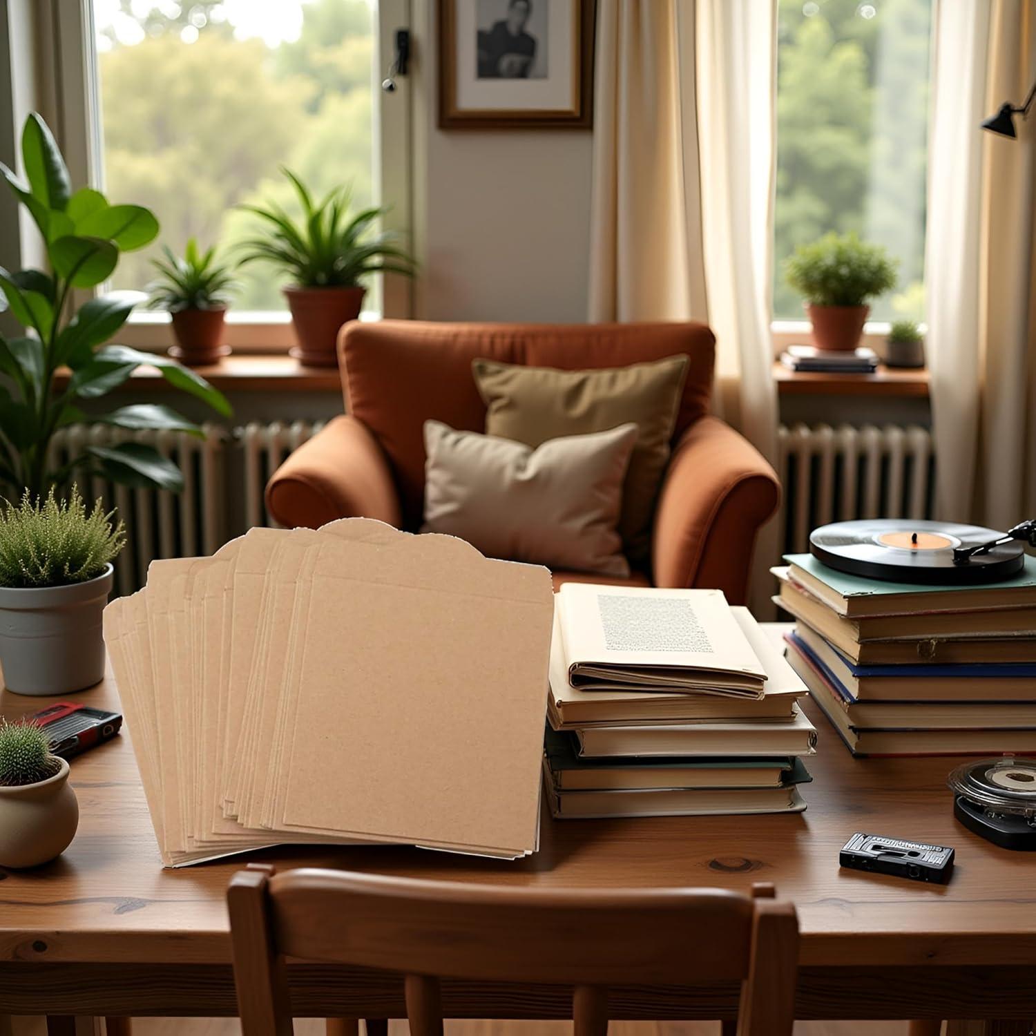 25 Sobres de Papel Kraft Marrón Retro para CD/DVD 13x13 cm