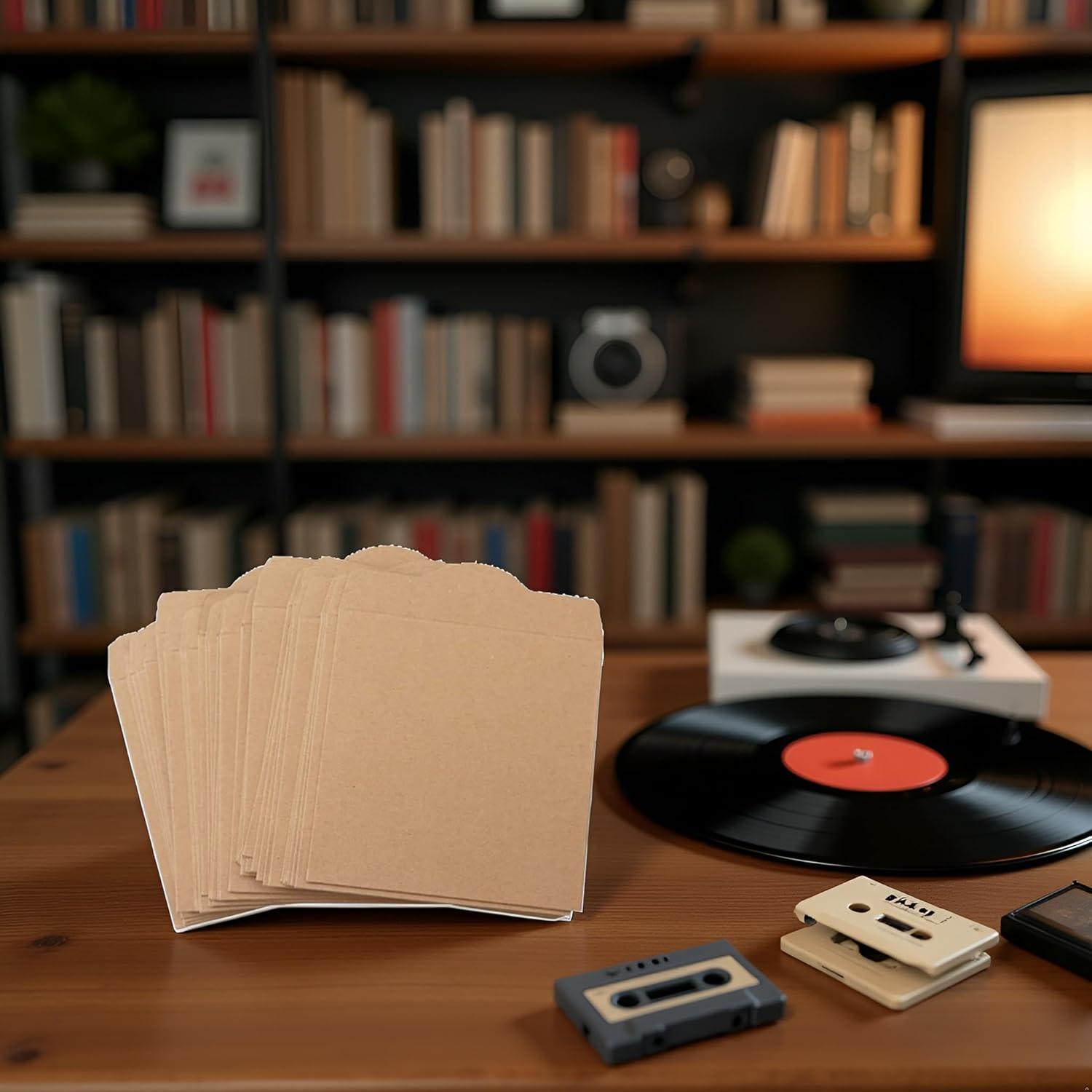 25 Sobres de Papel Kraft Marrón Retro para CD/DVD 13x13 cm