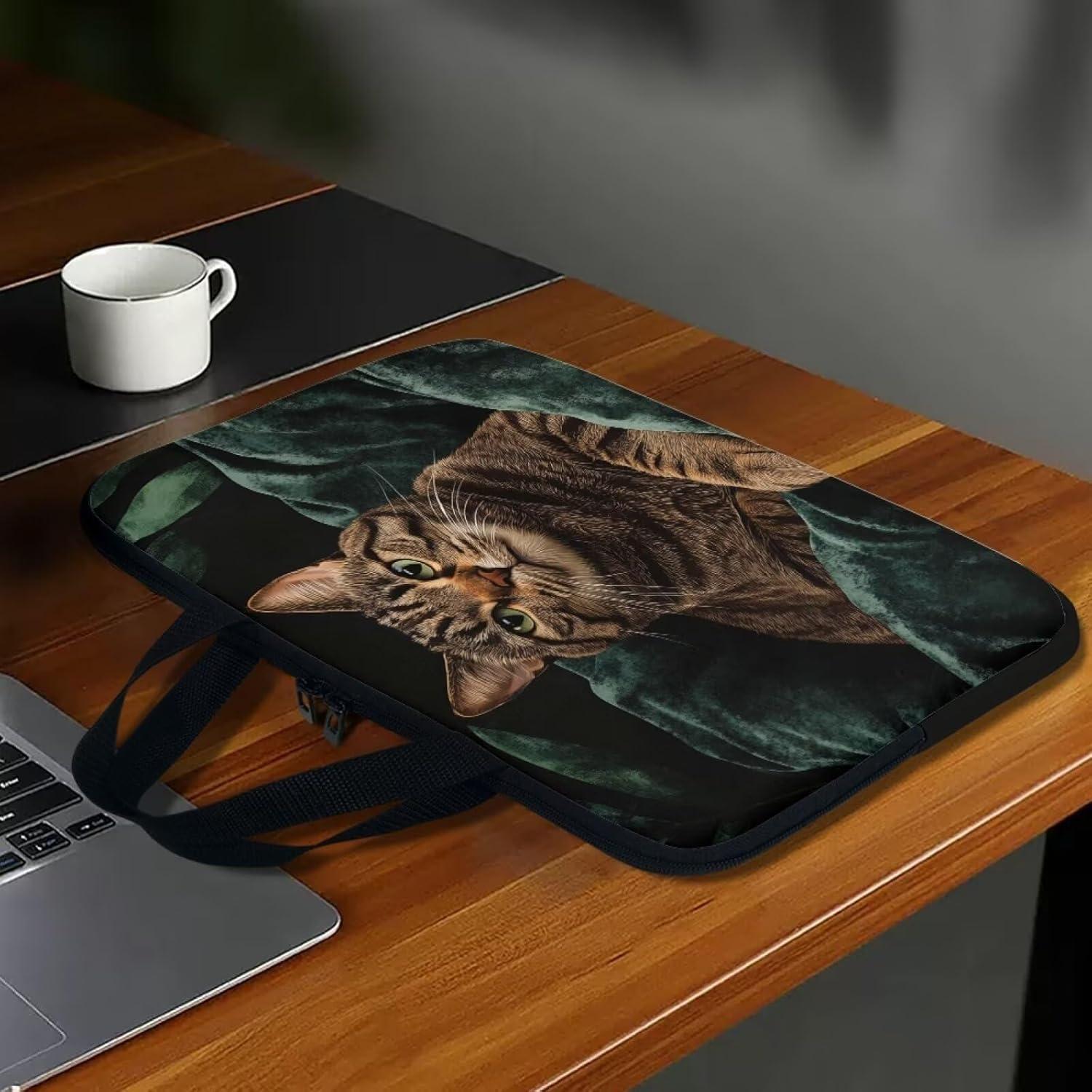 Funda para computadora portátil ZIATUBLES 17" Gato Atigrado Vintage