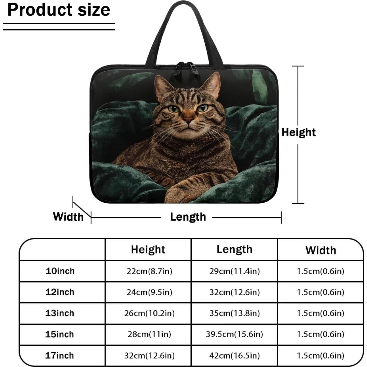 Funda para computadora portátil ZIATUBLES 17" Gato Atigrado Vintage