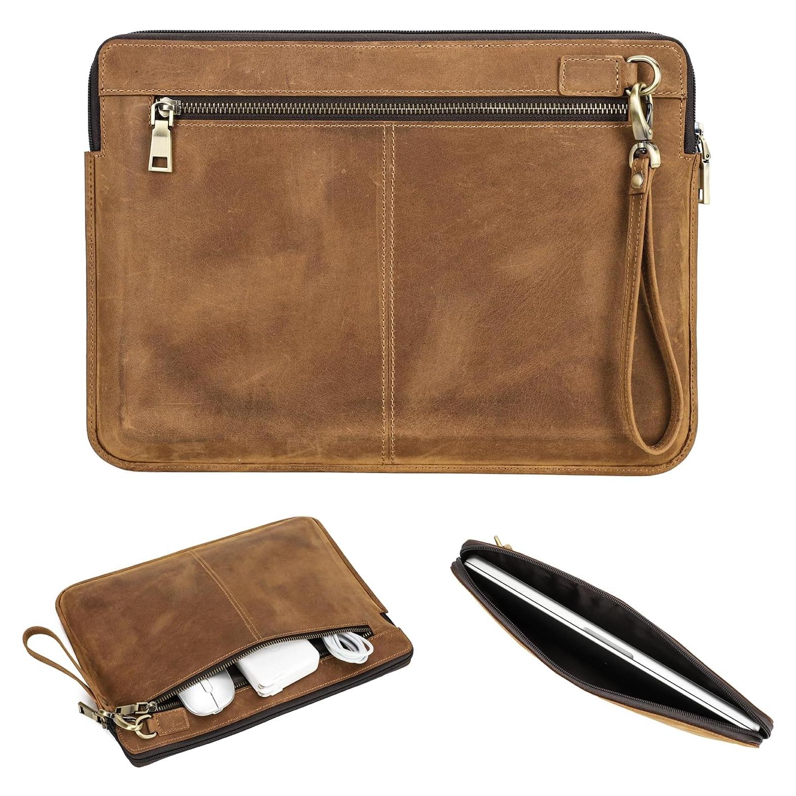 Funda para Laptop de Cuero CataPurus 14.2" Vintage Marrón