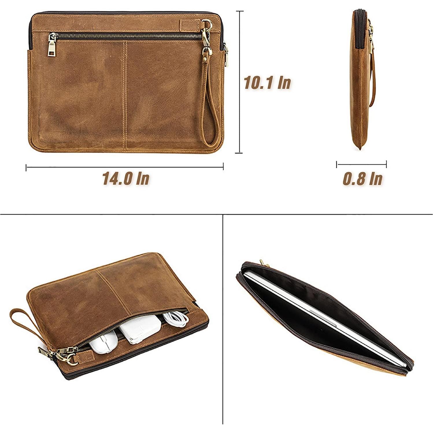 Funda para Laptop de Cuero CataPurus 14.2" Vintage Marrón