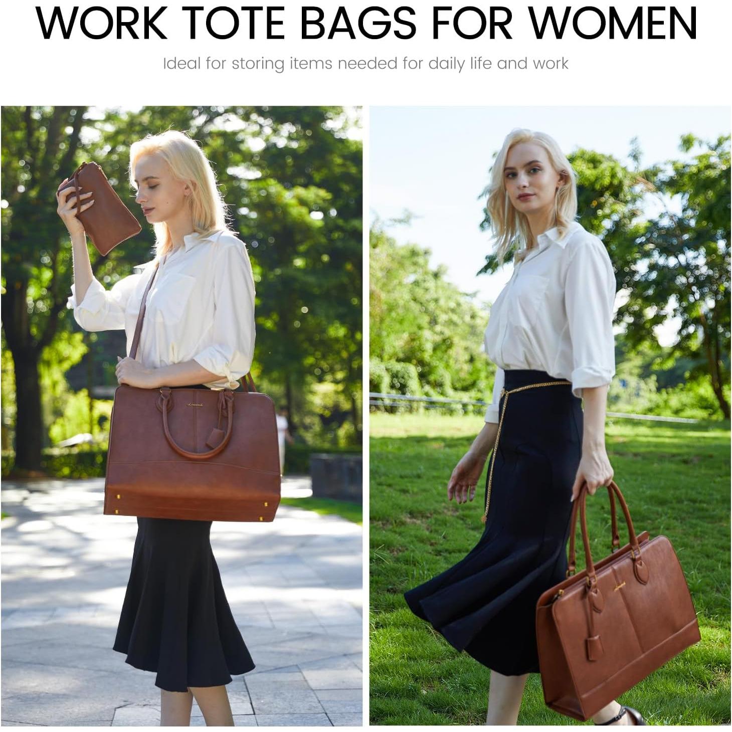 Bolsa Tote para Laptop LOVEVOOK 15.6" Cuero Vintage Marrón