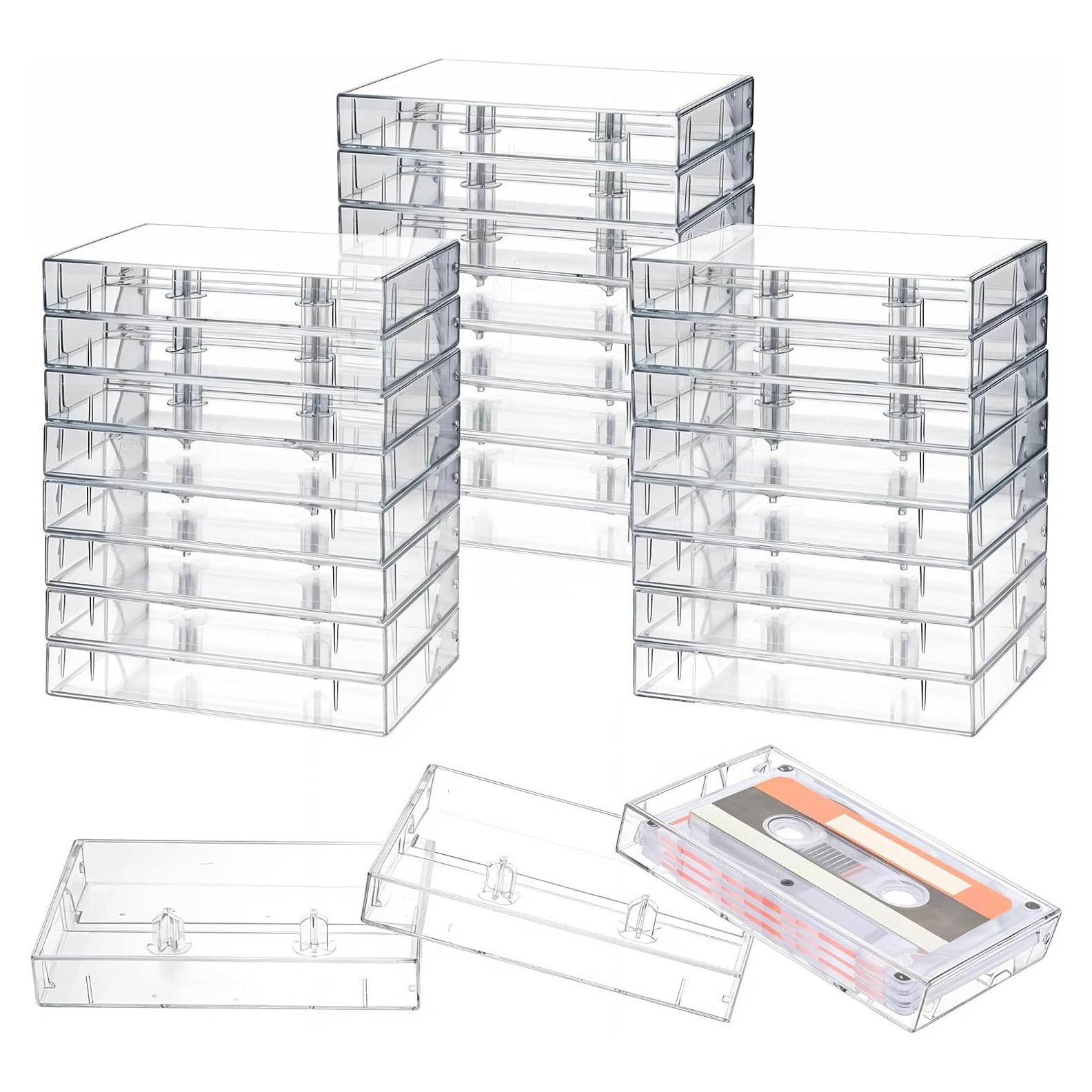 25 Pcs Audio Cassette Storage Cases - Clear Plastic Cassette Tape Cases, Classic Style Boxes Cassette | Replace Lost & Damaged Cases | Perfect as Cassette Tape Storage(4.3" L x2.8 W x0.6 H)