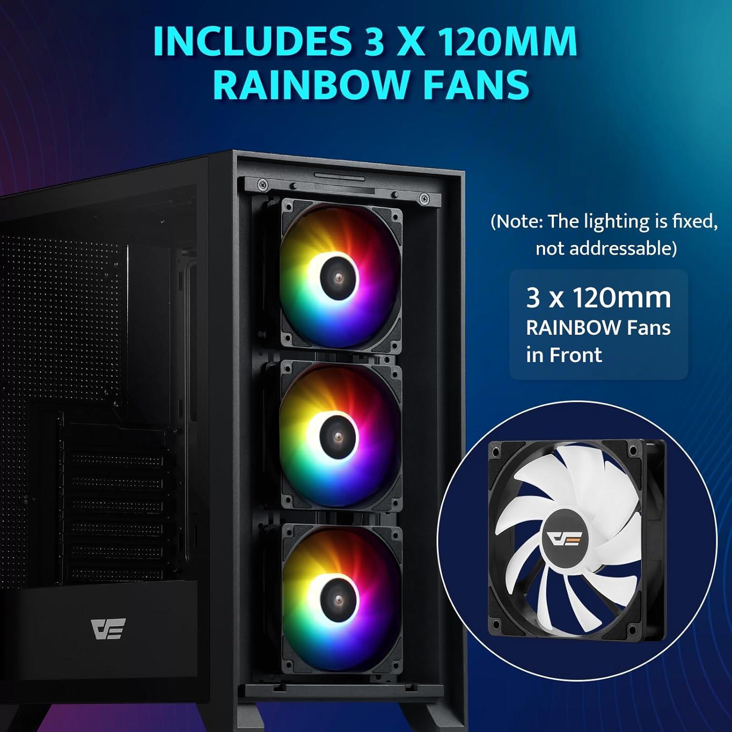 Caja de PC ATX darkFlash DRX70 con Ventiladores RGB 3x120mm