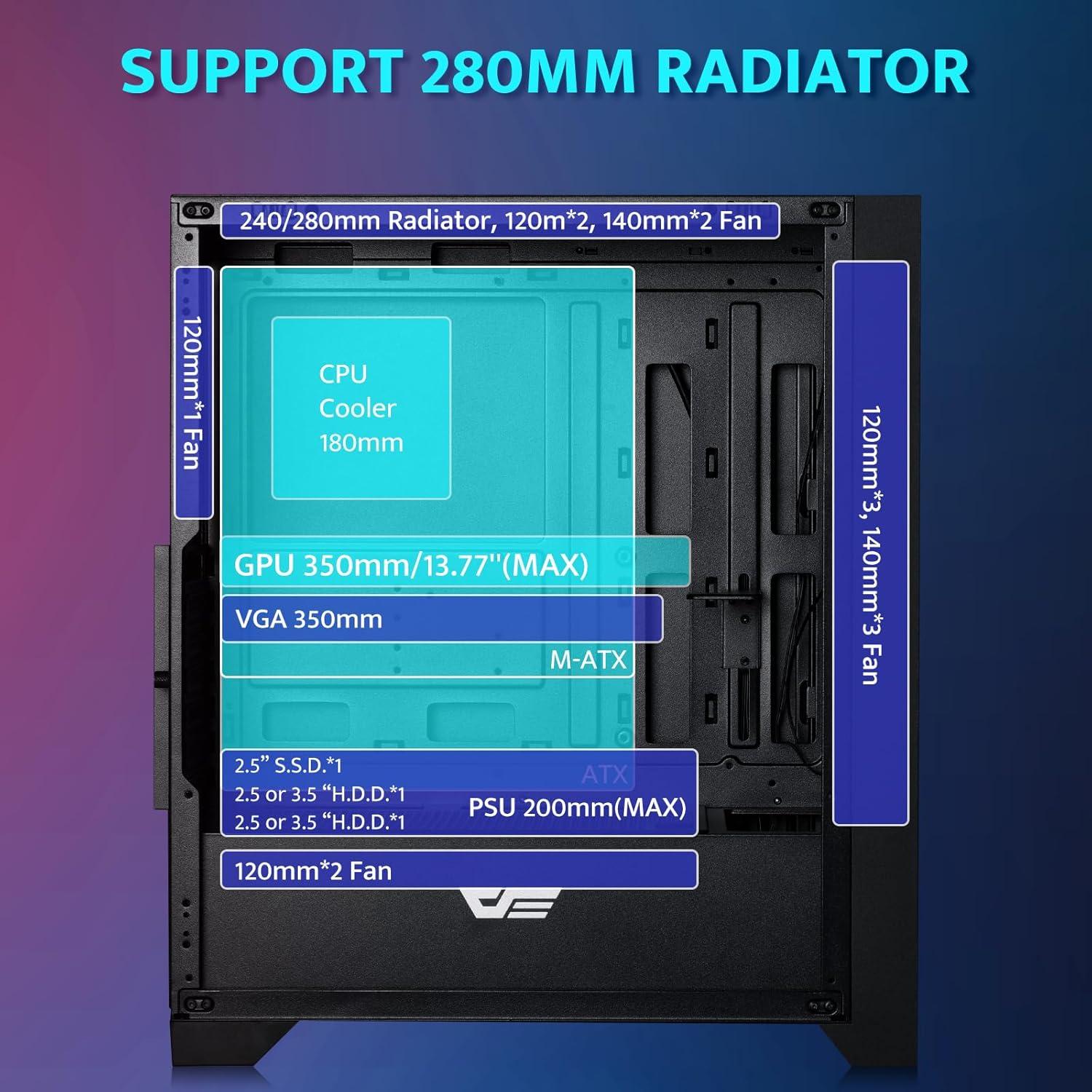 Caja de PC ATX darkFlash DRX70 con Ventiladores RGB 3x120mm