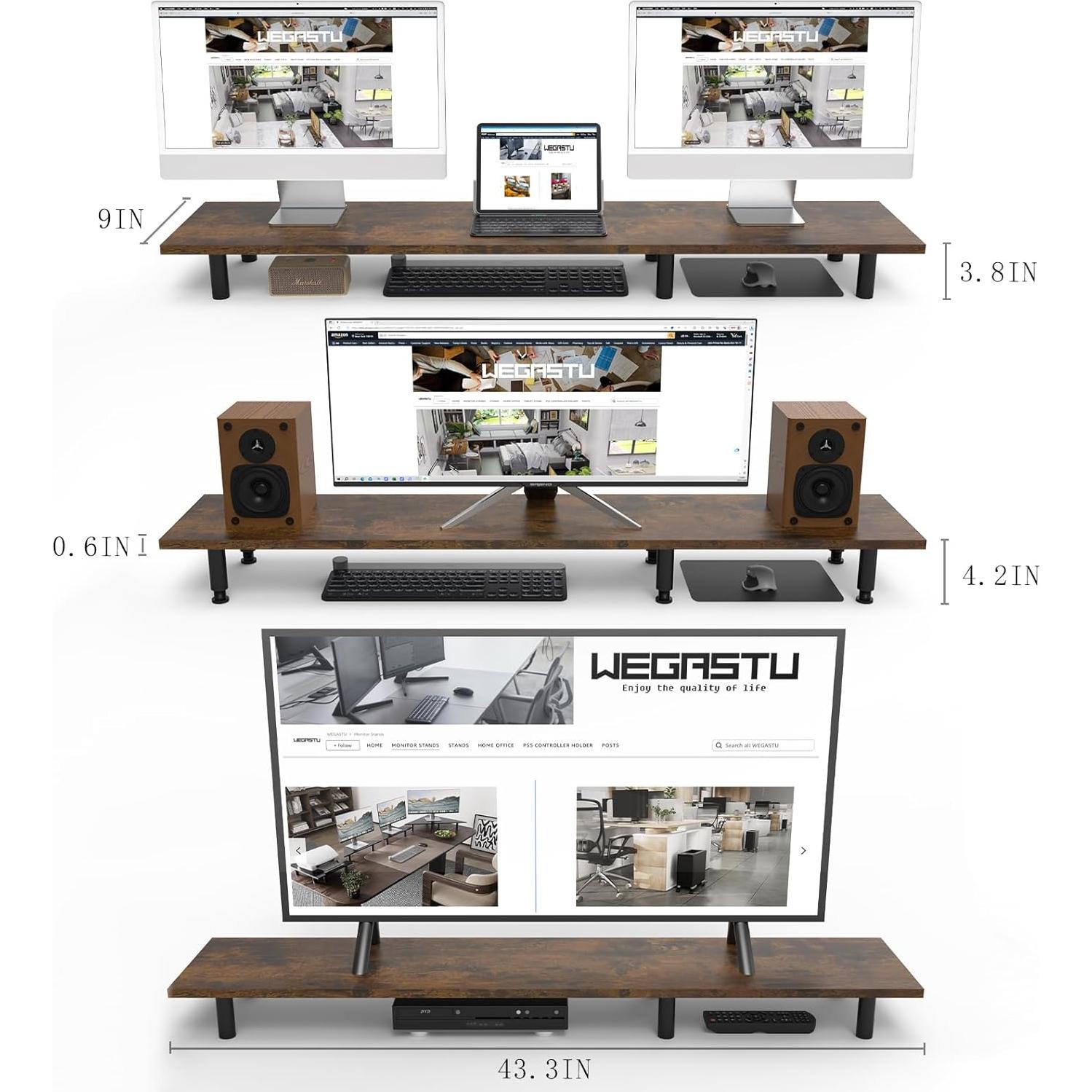 Soporte Elevador Doble para Monitor WEGASTU 109cm Vintage