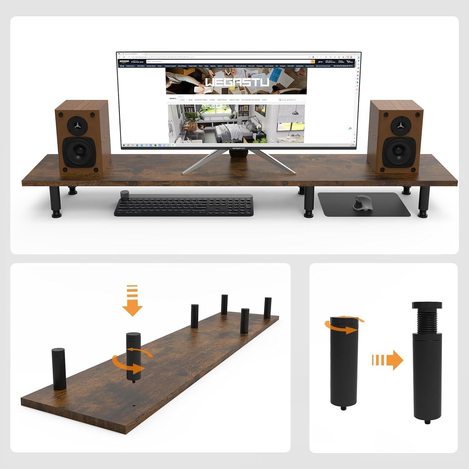 Soporte Elevador Doble para Monitor WEGASTU 109cm Vintage