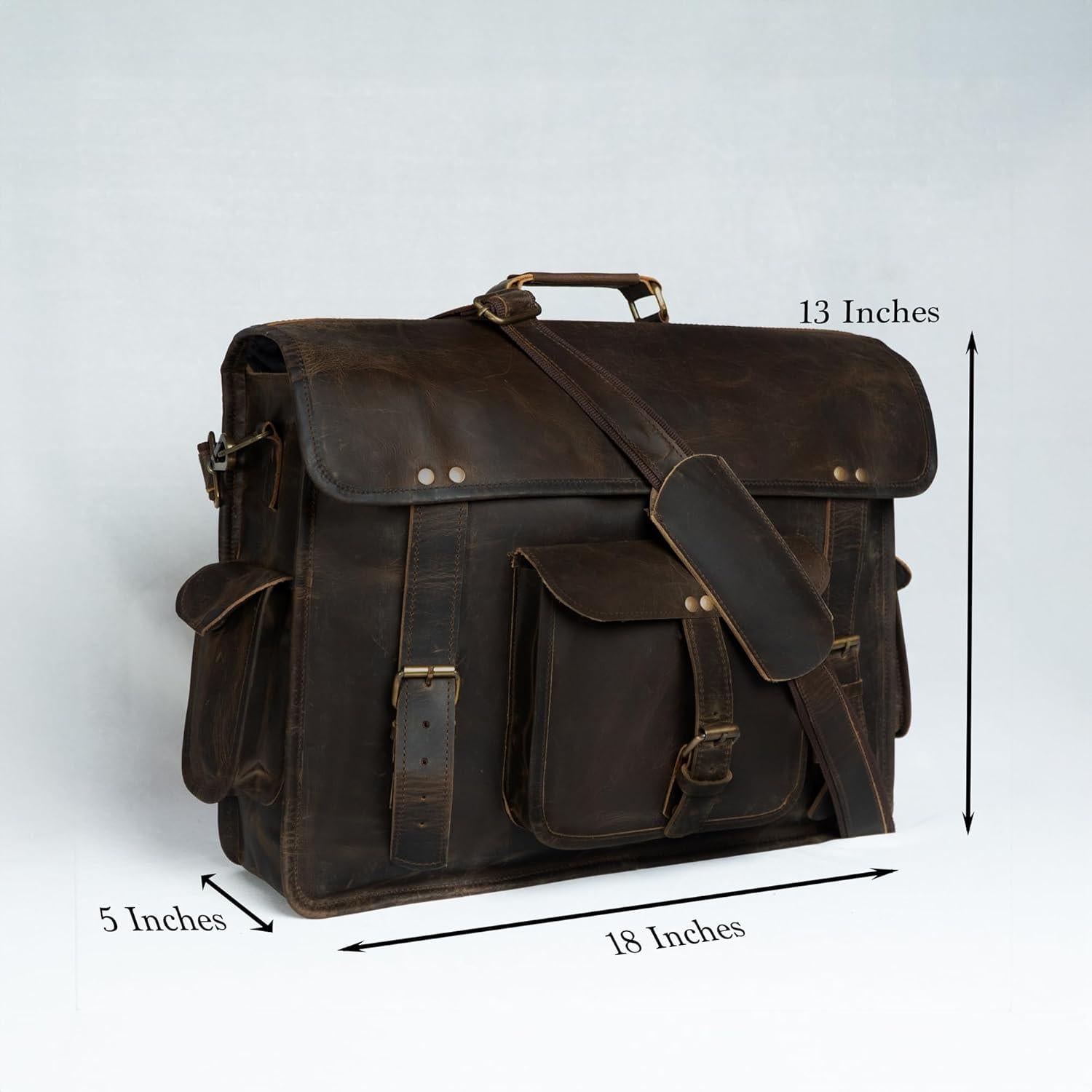 Bolsa Mensajera de Cuero Vintage 45.72 cm para Laptop Unisex