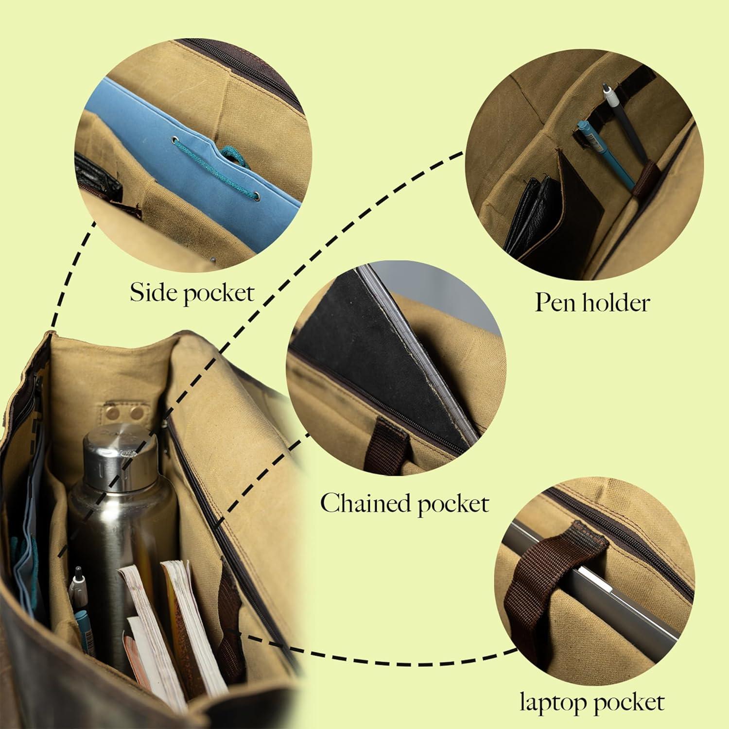 Bolsa Mensajera de Cuero Vintage 45.72 cm para Laptop Unisex