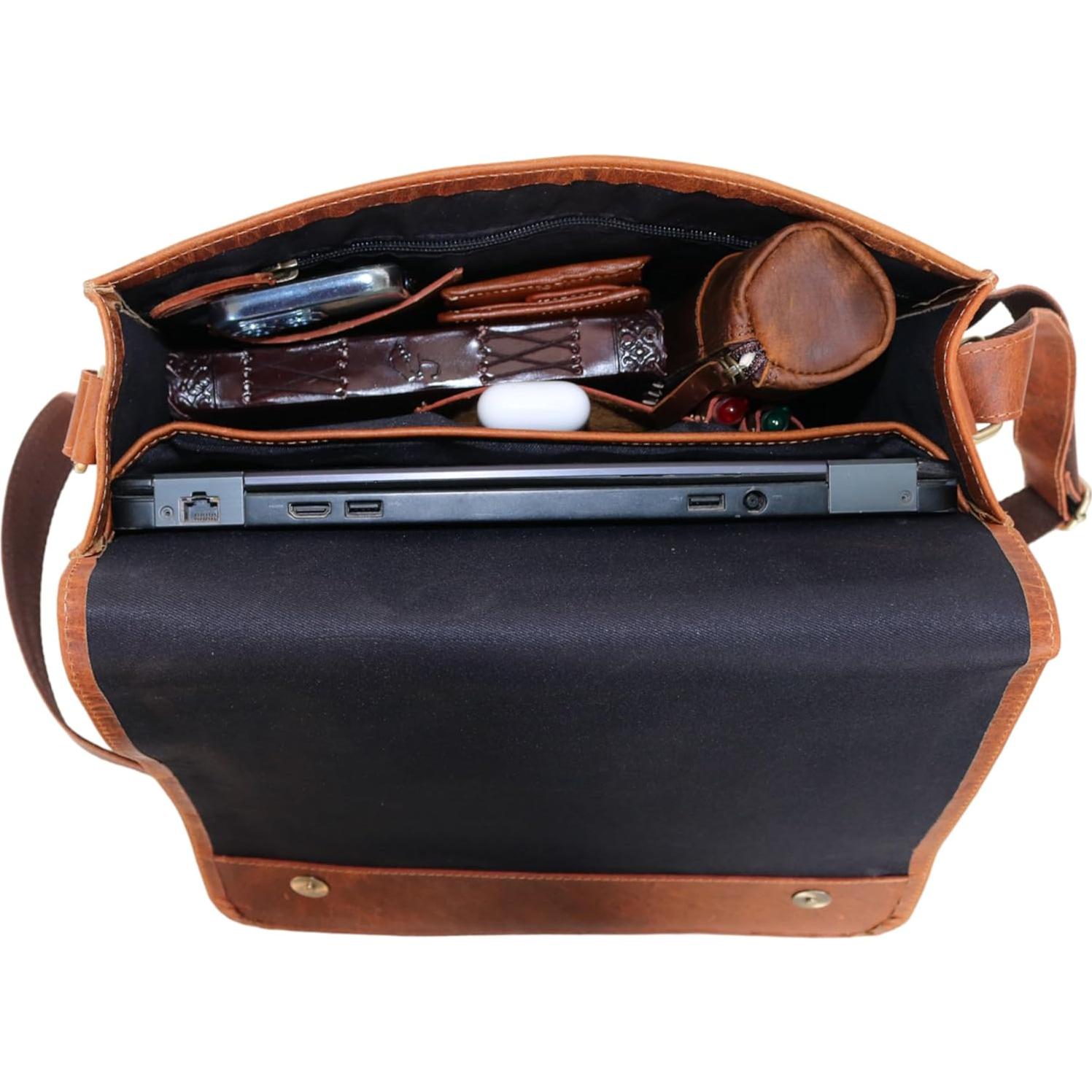 Bolsa Mensajera de Cuero Jaald 11" para Laptop y Oficina