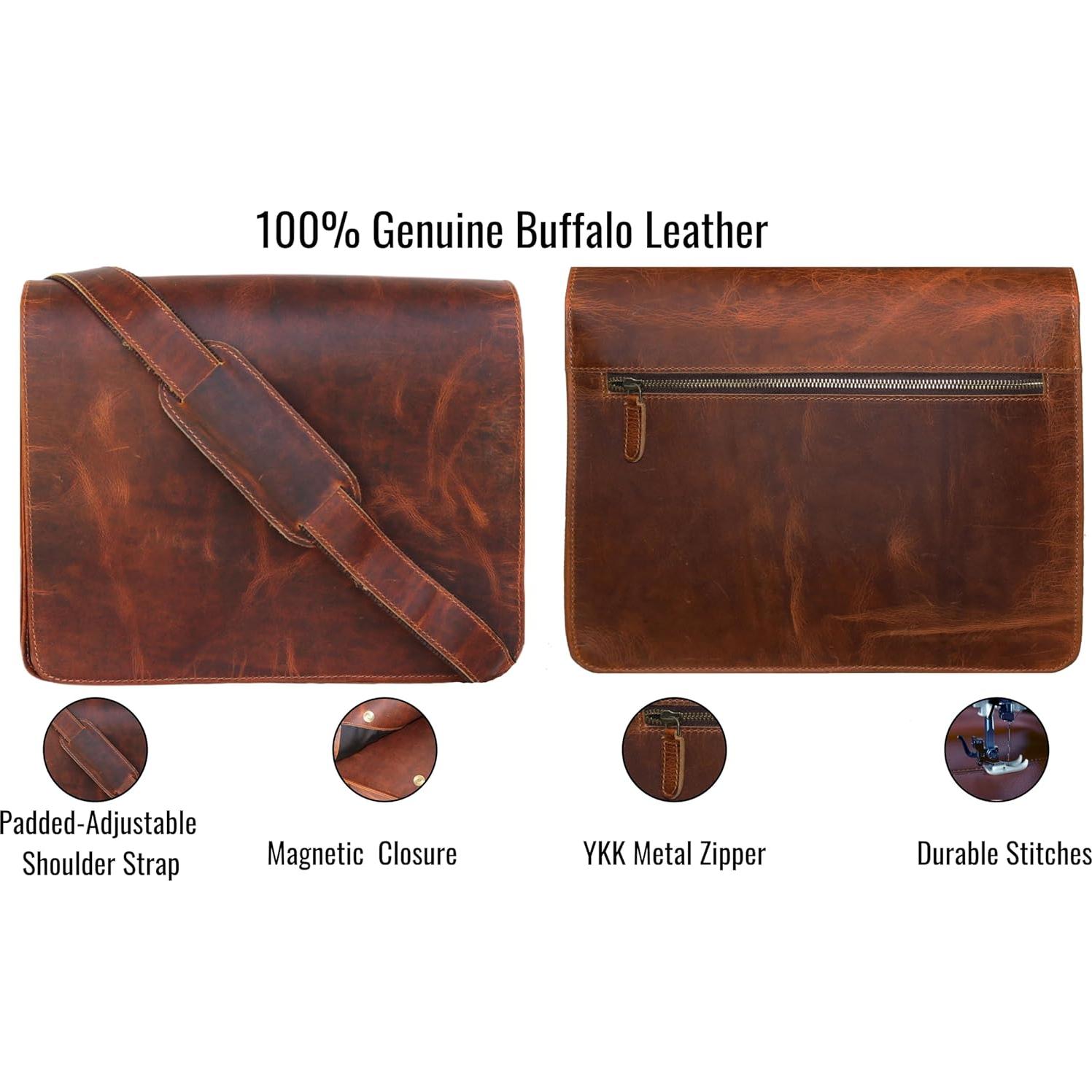 Bolsa Mensajera de Cuero Jaald 11" para Laptop y Oficina