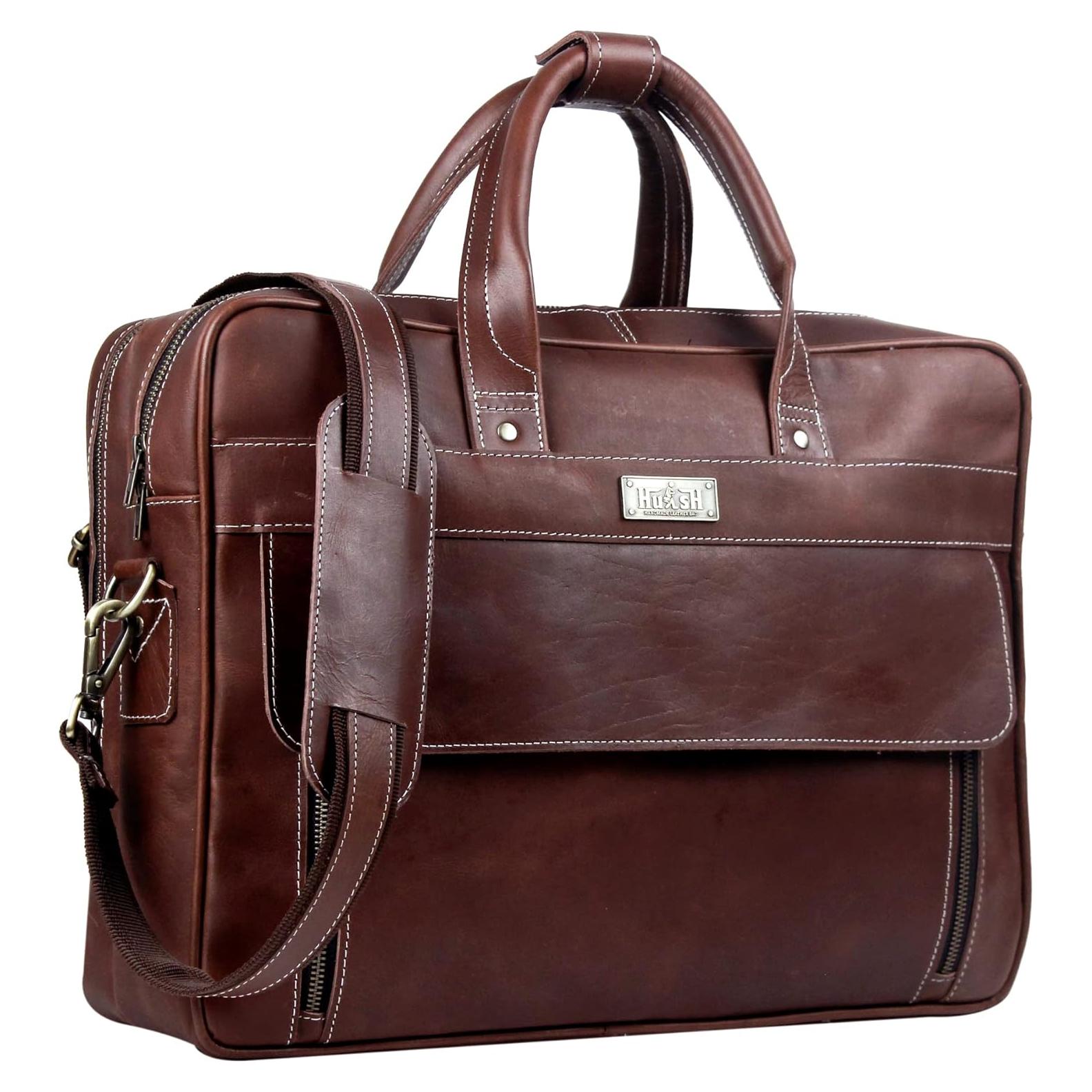 Maletín de Cuero de Búfalo HULSH 45.72x33.02cm para Laptop