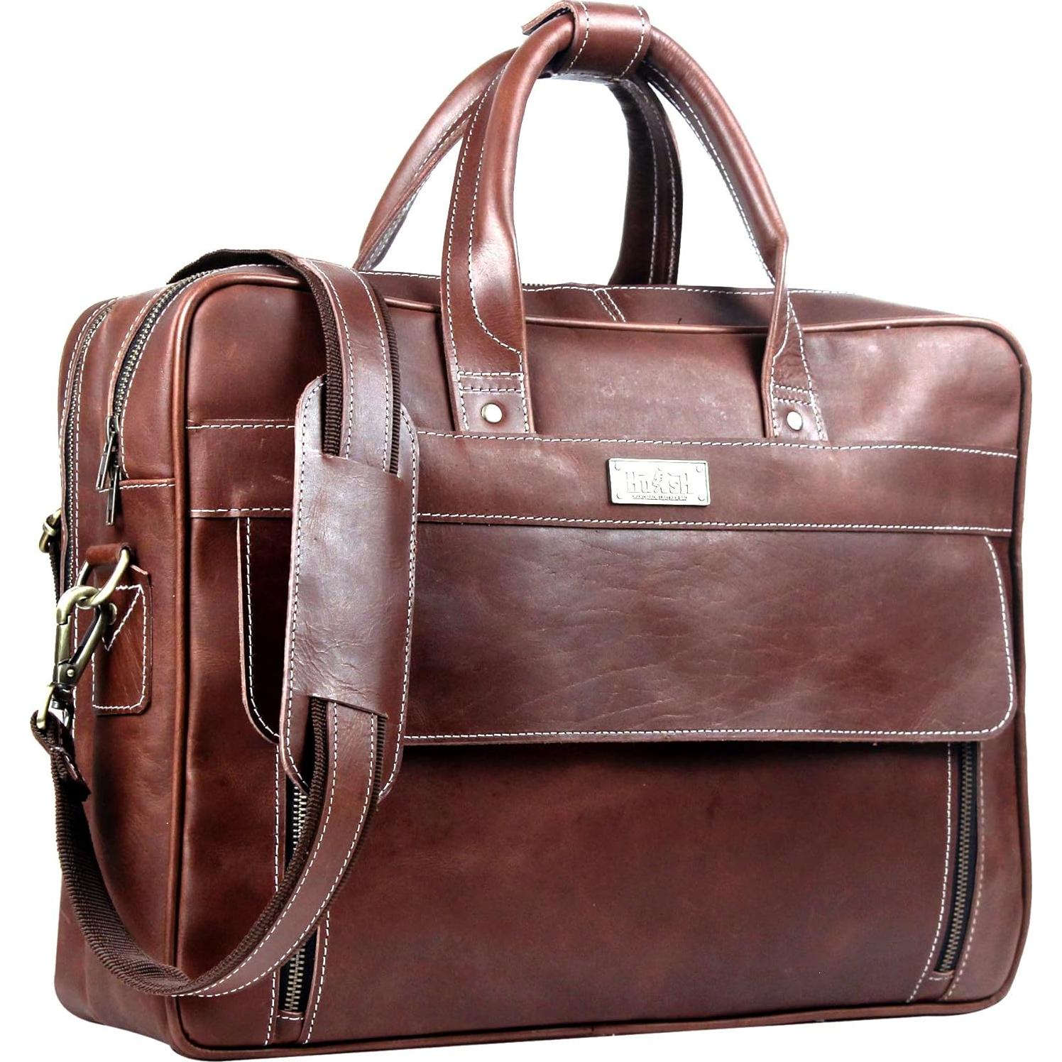 Maletín de Cuero de Búfalo HULSH 45.72x33.02cm para Laptop