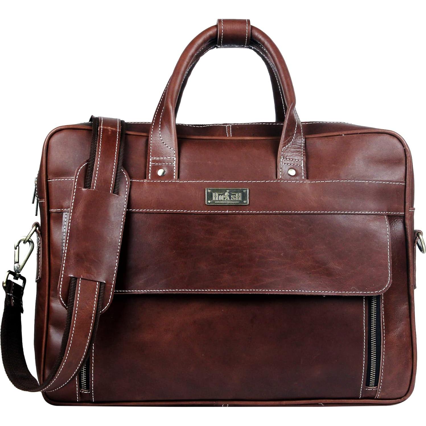 Maletín de Cuero de Búfalo HULSH 45.72x33.02cm para Laptop