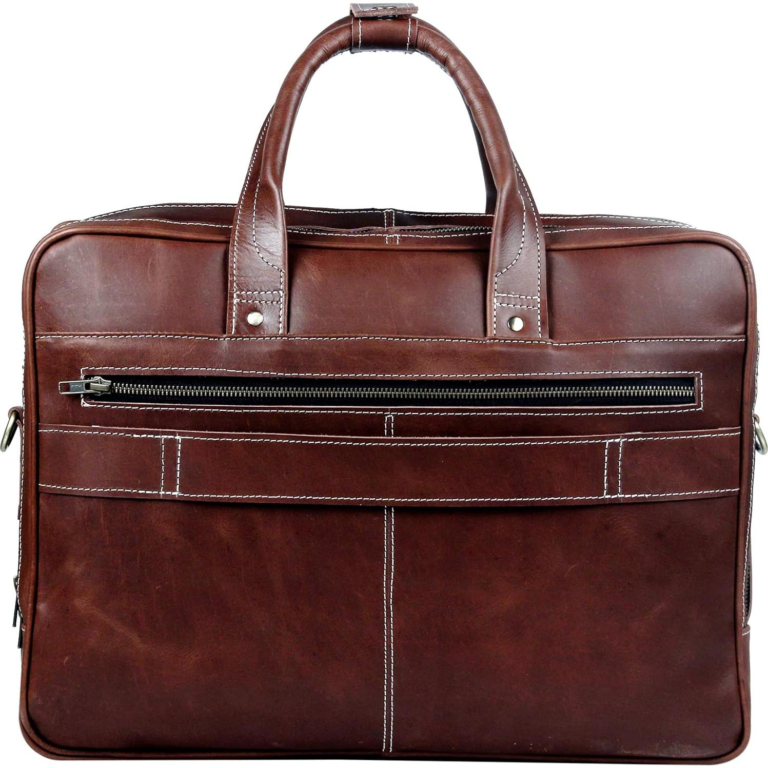 Maletín de Cuero de Búfalo HULSH 45.72x33.02cm para Laptop