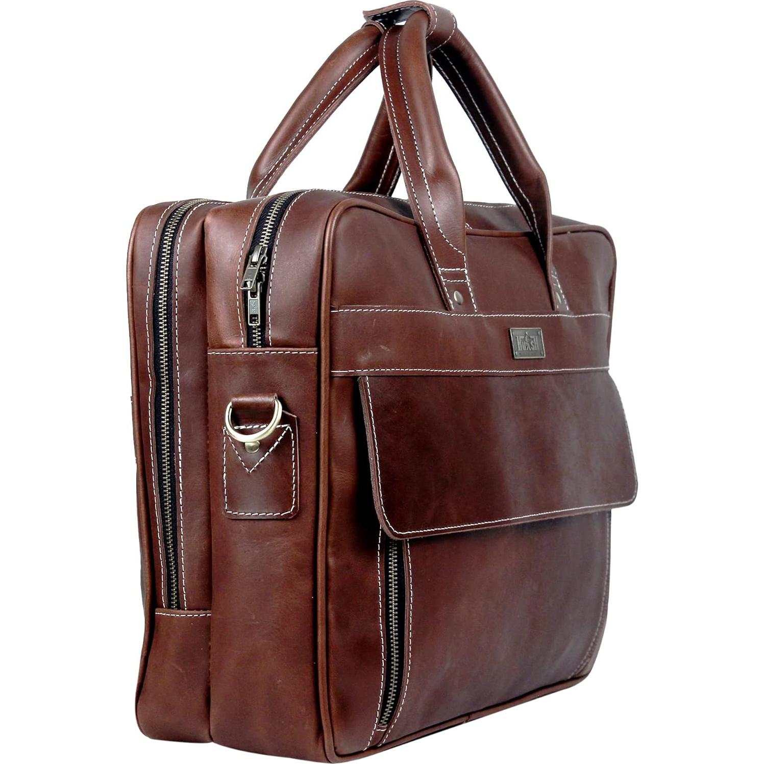 Maletín de Cuero de Búfalo HULSH 45.72x33.02cm para Laptop