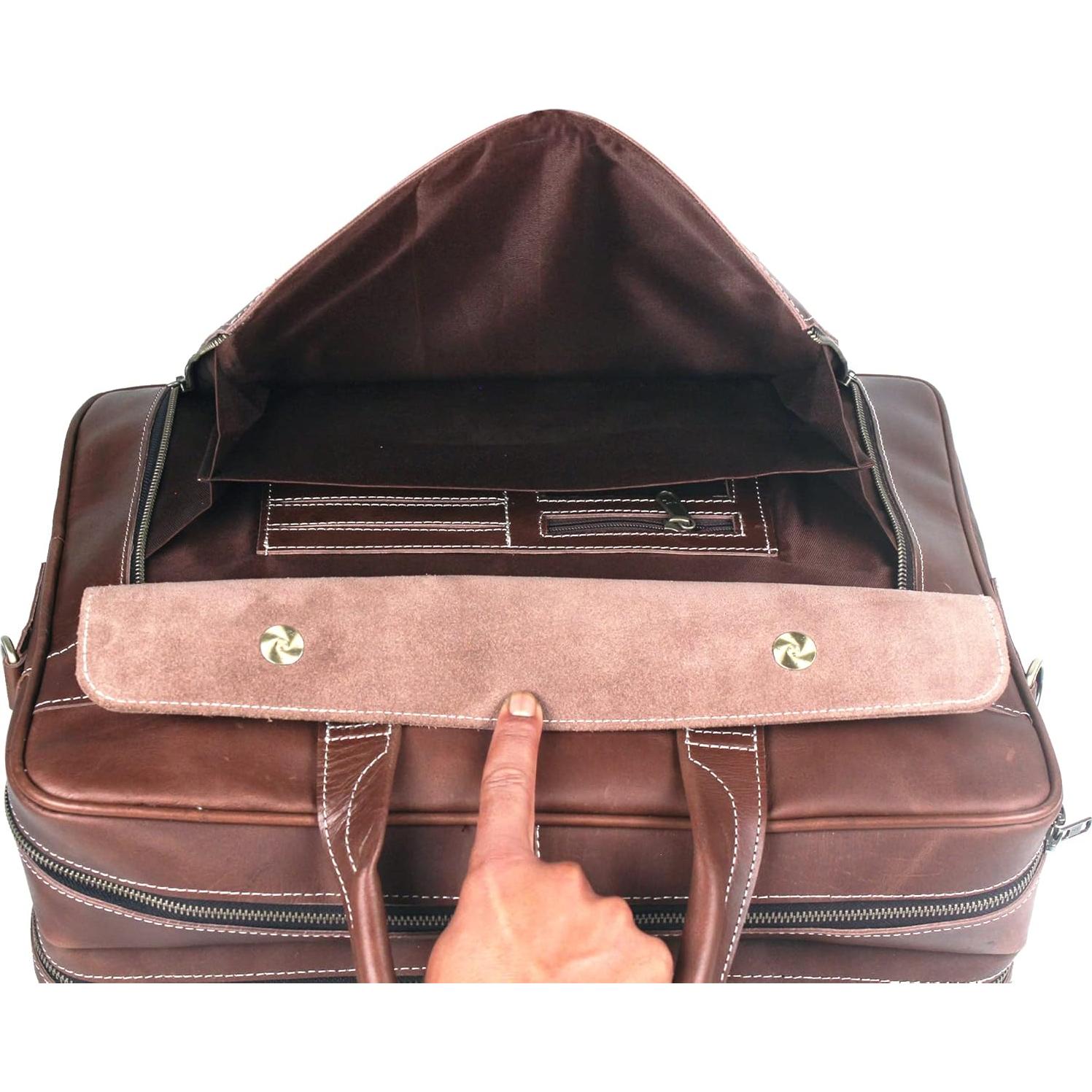 Maletín de Cuero de Búfalo HULSH 45.72x33.02cm para Laptop