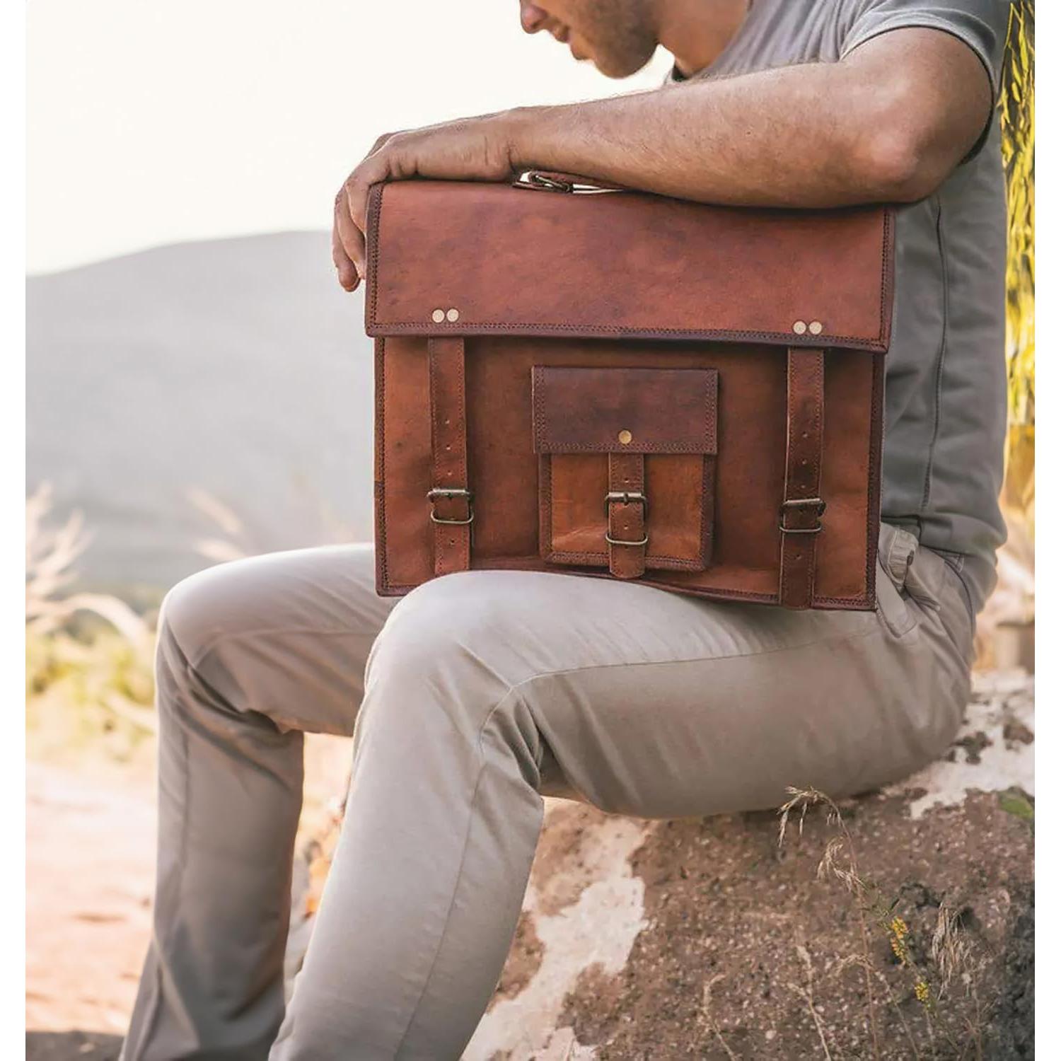 Bolsa Mensajera de Cuero RUSTIC TOWN 14" para Laptop