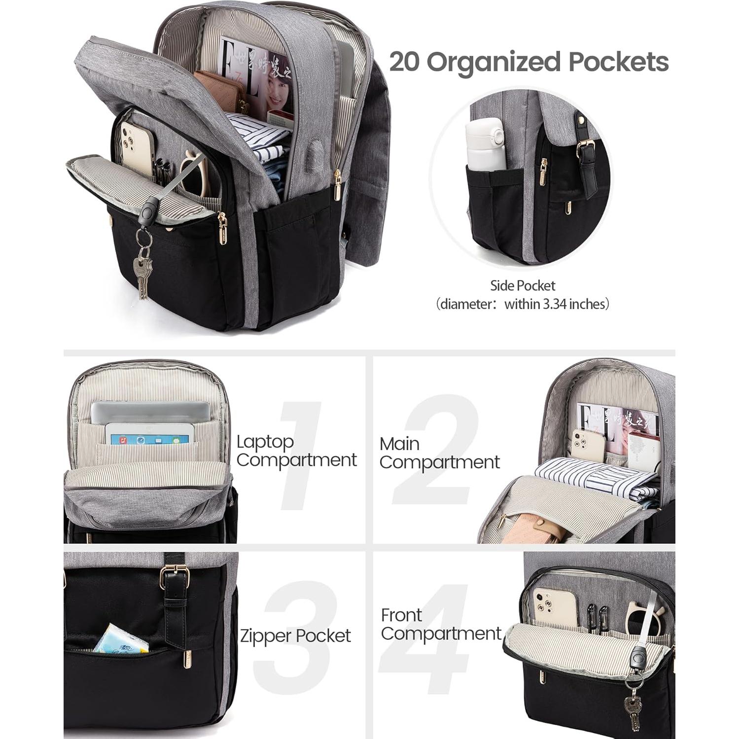 Mochila de Viaje LOVEVOOK para Portátil 15.6" Gris y Negro