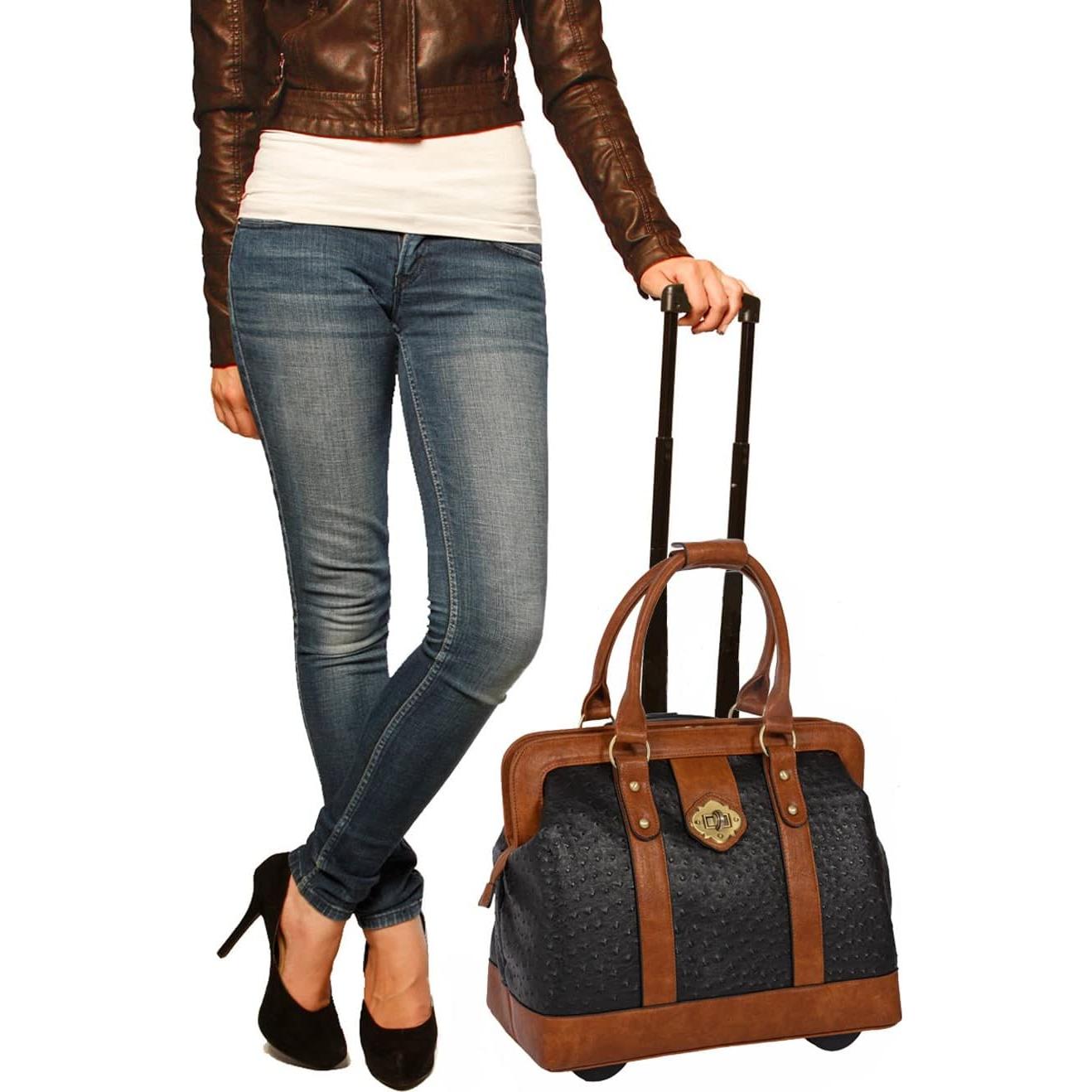 Bolsa de Laptop Rodante JKM & Company para Mujeres - Negro