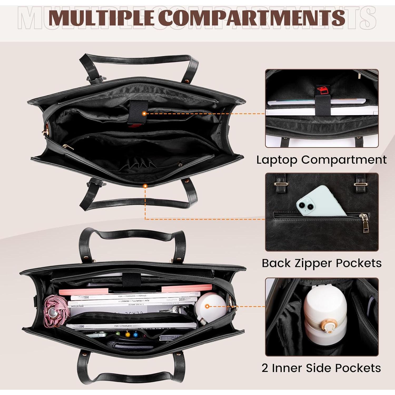 Bolso de computadora RAINSMORE para mujeres 15.6" negro