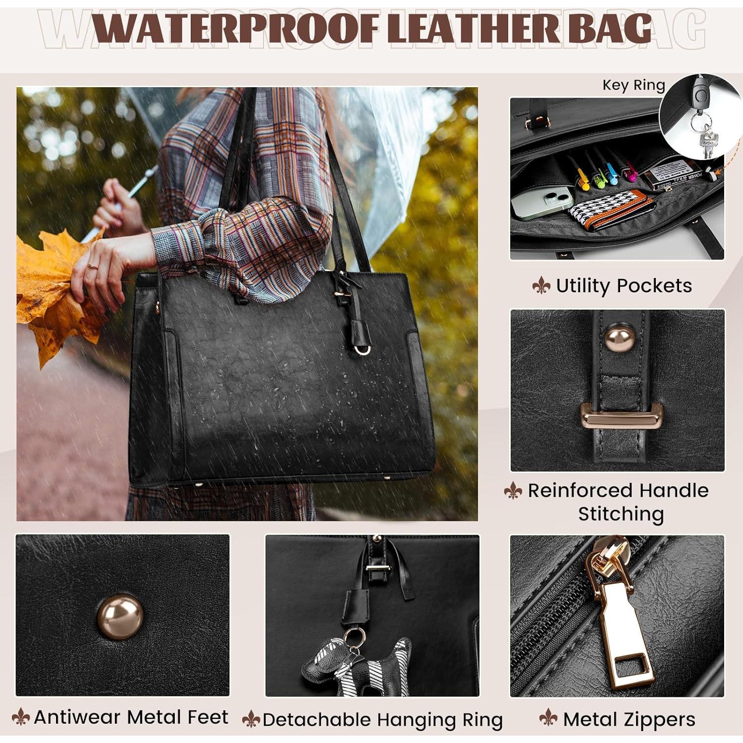 Bolso de computadora RAINSMORE para mujeres 15.6" negro