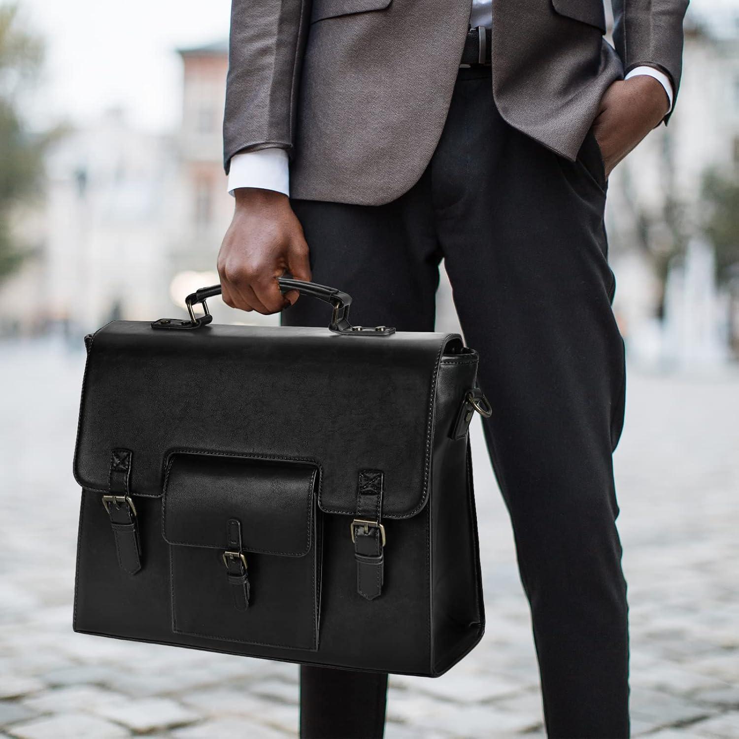 Bolsa Mensajera de Cuero KTMOUW 15.6" Impermeable Negra