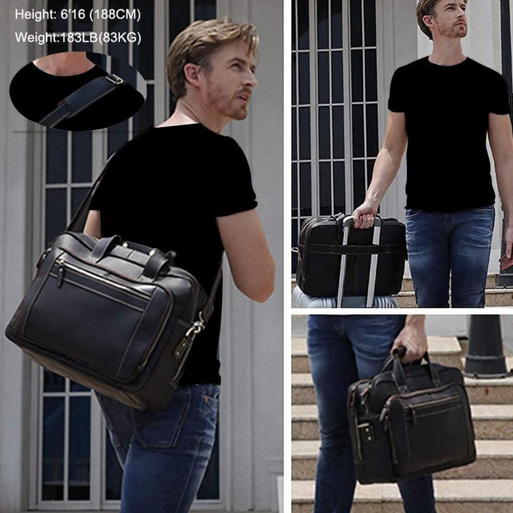 Vintage Full Grain Leather Briefcase for Men Fits 17" Laptop Business Travel Messenger Crossbody Shoulder Bags