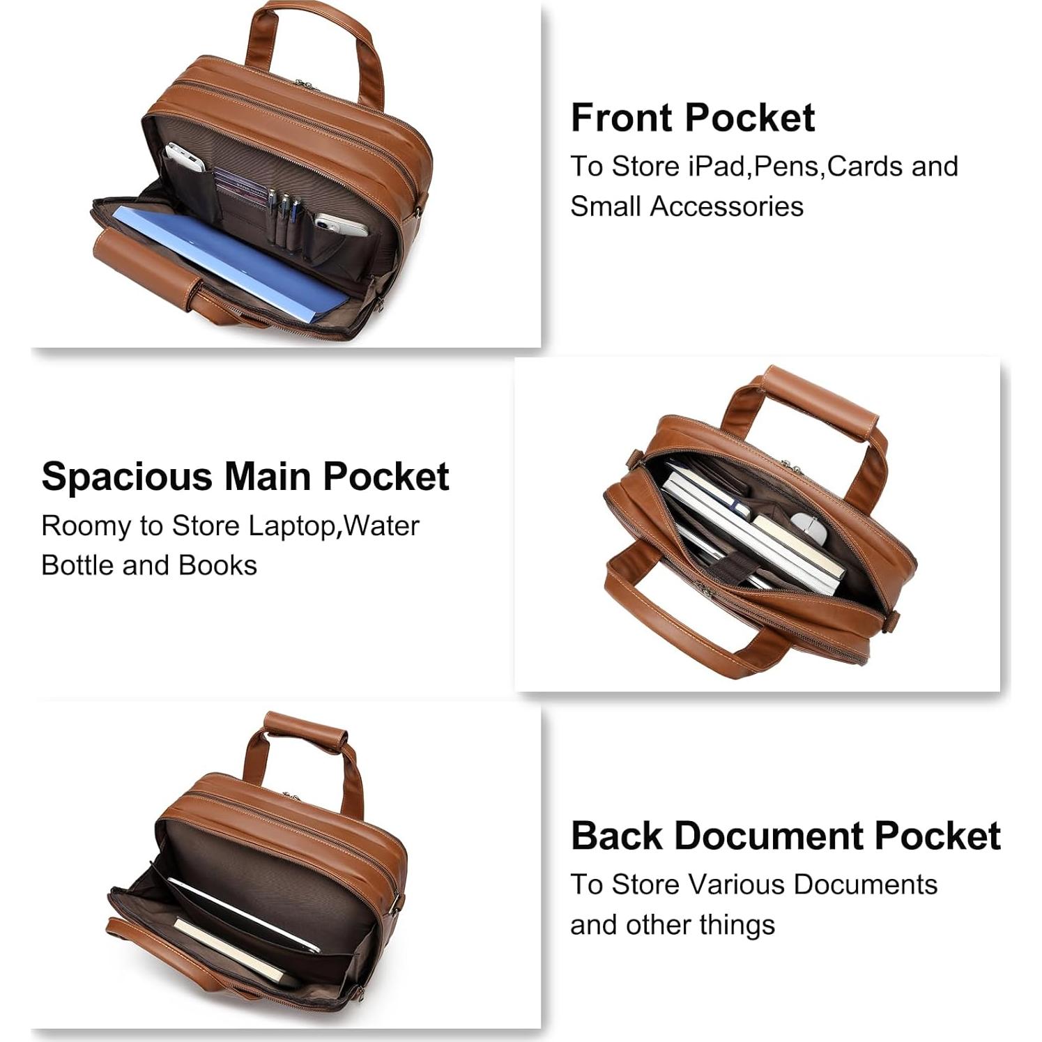 Maletín de Cuero Bosidu 15.6" Impermeable para Laptop