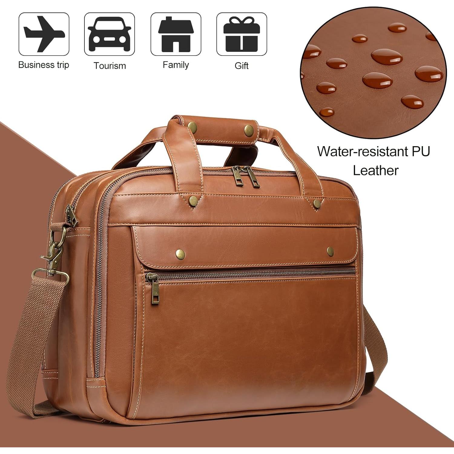 Maletín de Cuero Bosidu 15.6" Impermeable para Laptop