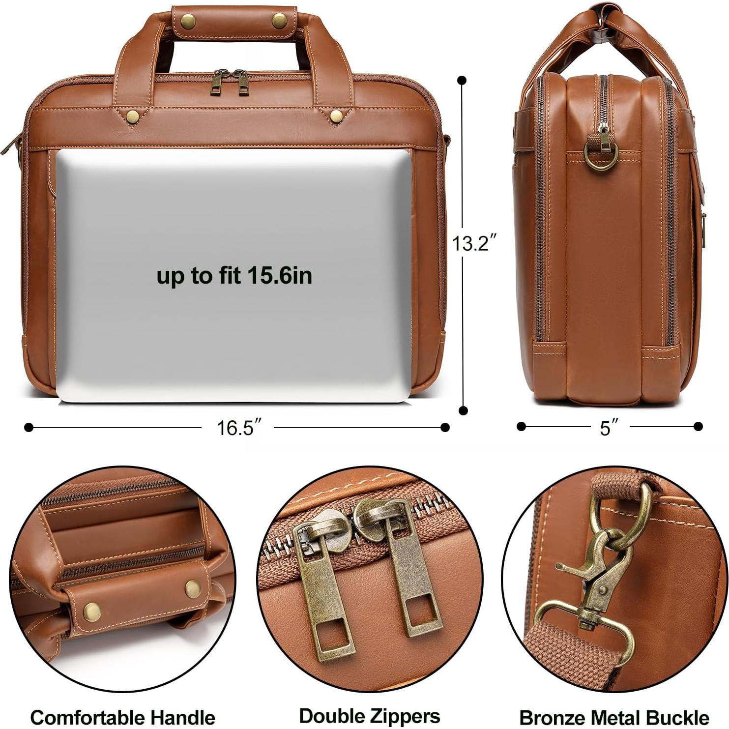 Maletín de Cuero Bosidu 15.6" Impermeable para Laptop