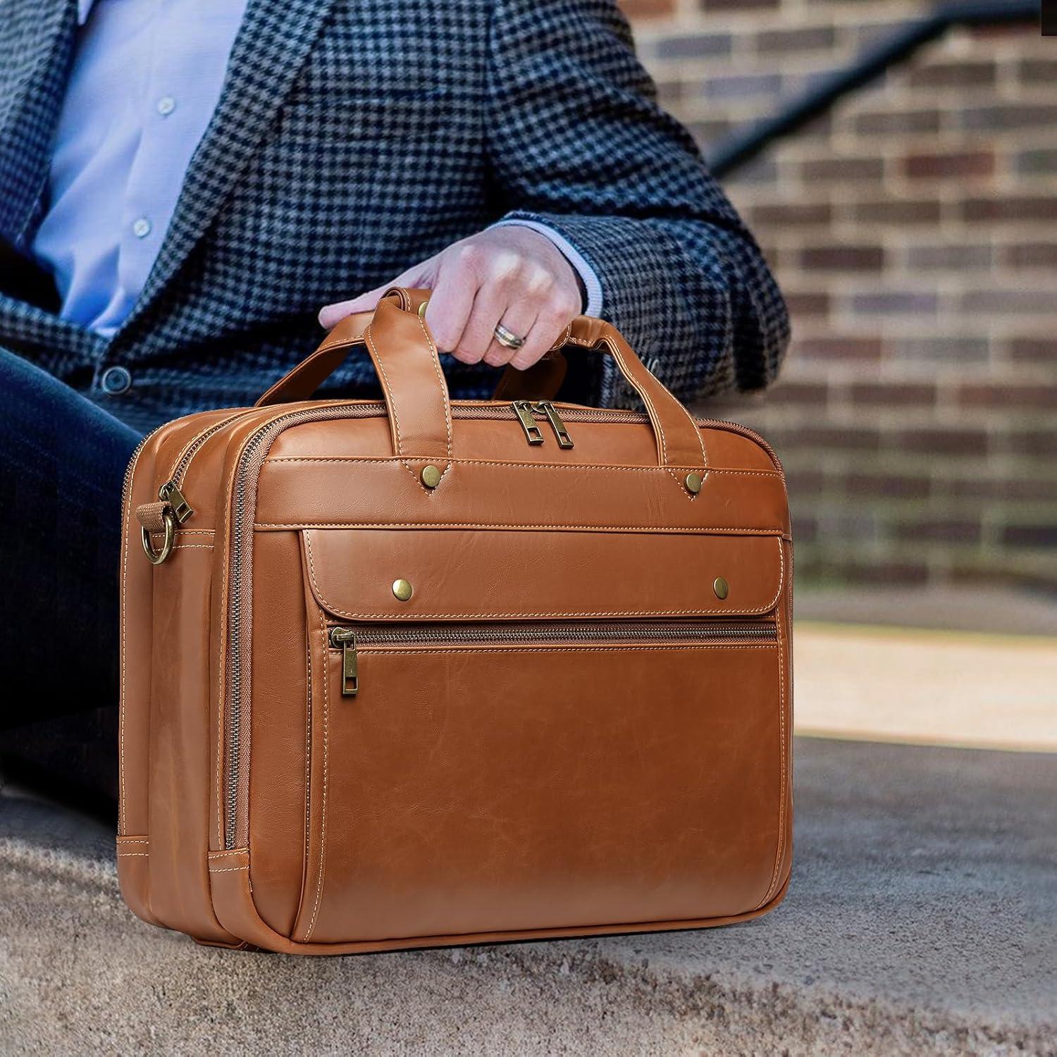 Maletín de Cuero Bosidu 15.6" Impermeable para Laptop