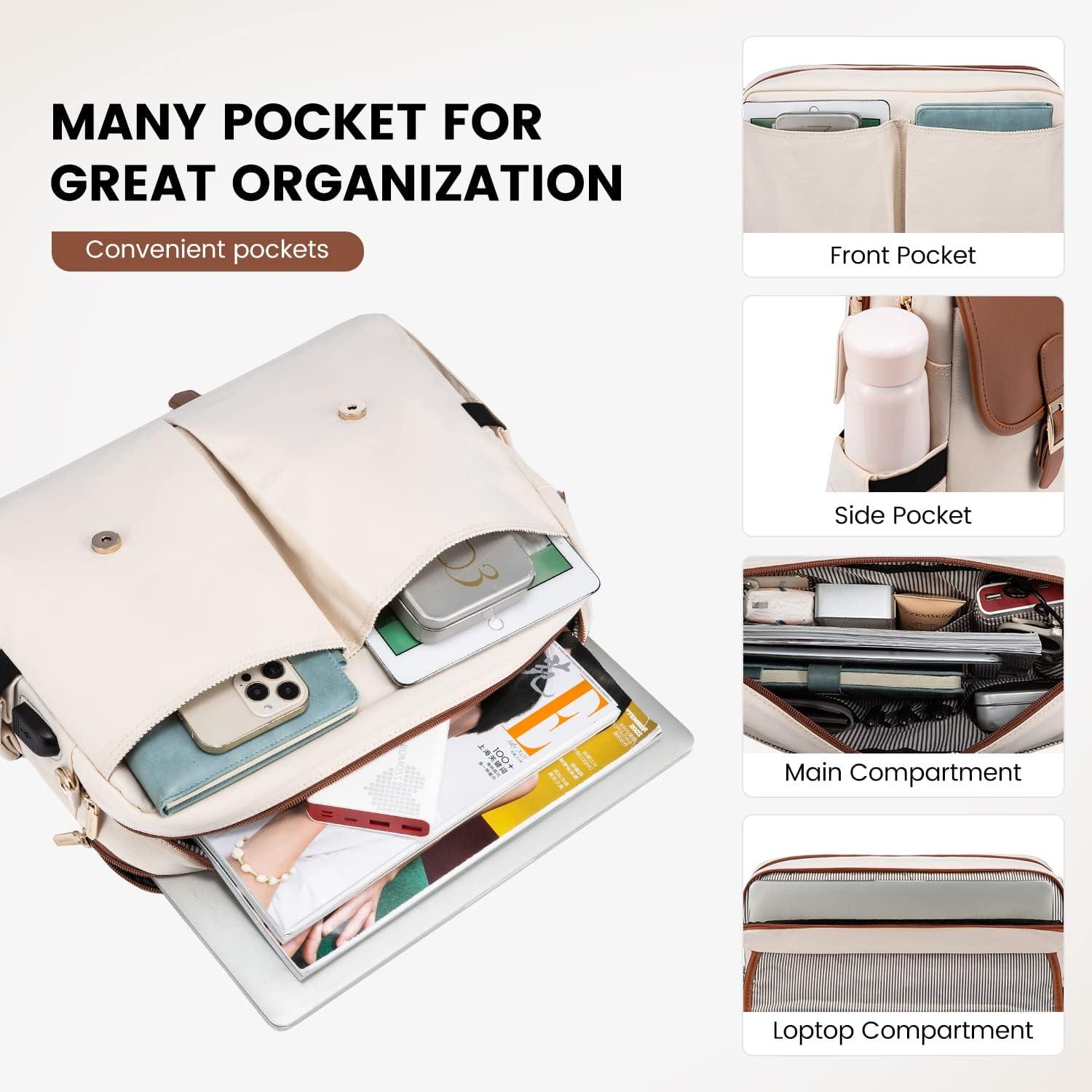 Bolsa para portátil LOVEVOOK 15.6" Marrón-beige Gran Capacidad